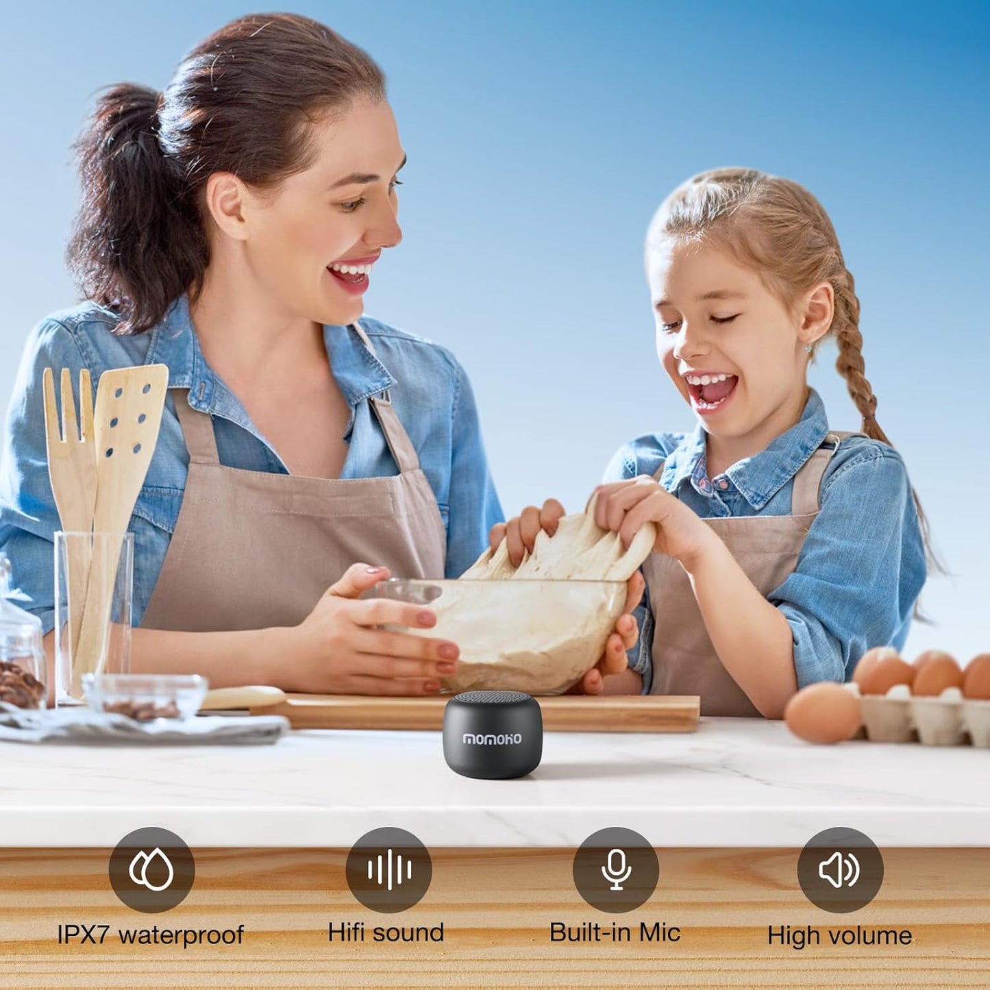 MOMOHO Mini Bluetooth Speaker Wireless Small Bluetooth Speaker with Built in Mic,TWS Portable for Travel Party Gift