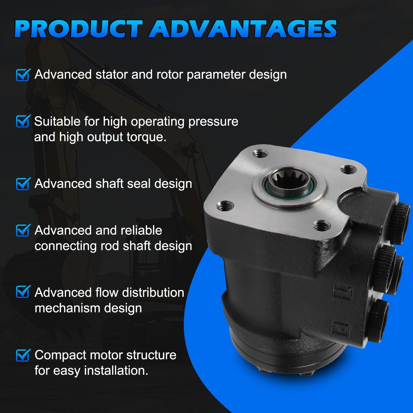 Zachager 211-1007-002 211-1007 Hydraulic Motor Steering Valve Direct Replacement for Eaton Char-Lynn 3 6 12 Series Cast Iron High Torque