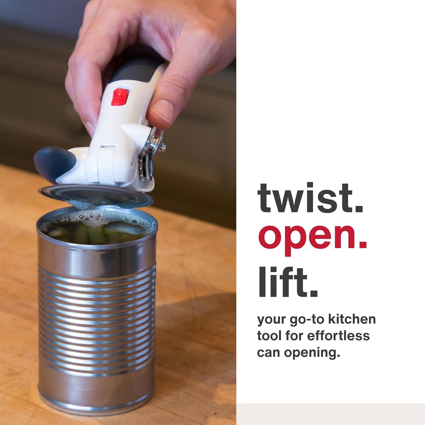 Zyliss Lock N' Lift Can Opener - Easy Manual Opener with Magnetic Lid Lifter - White/Gray