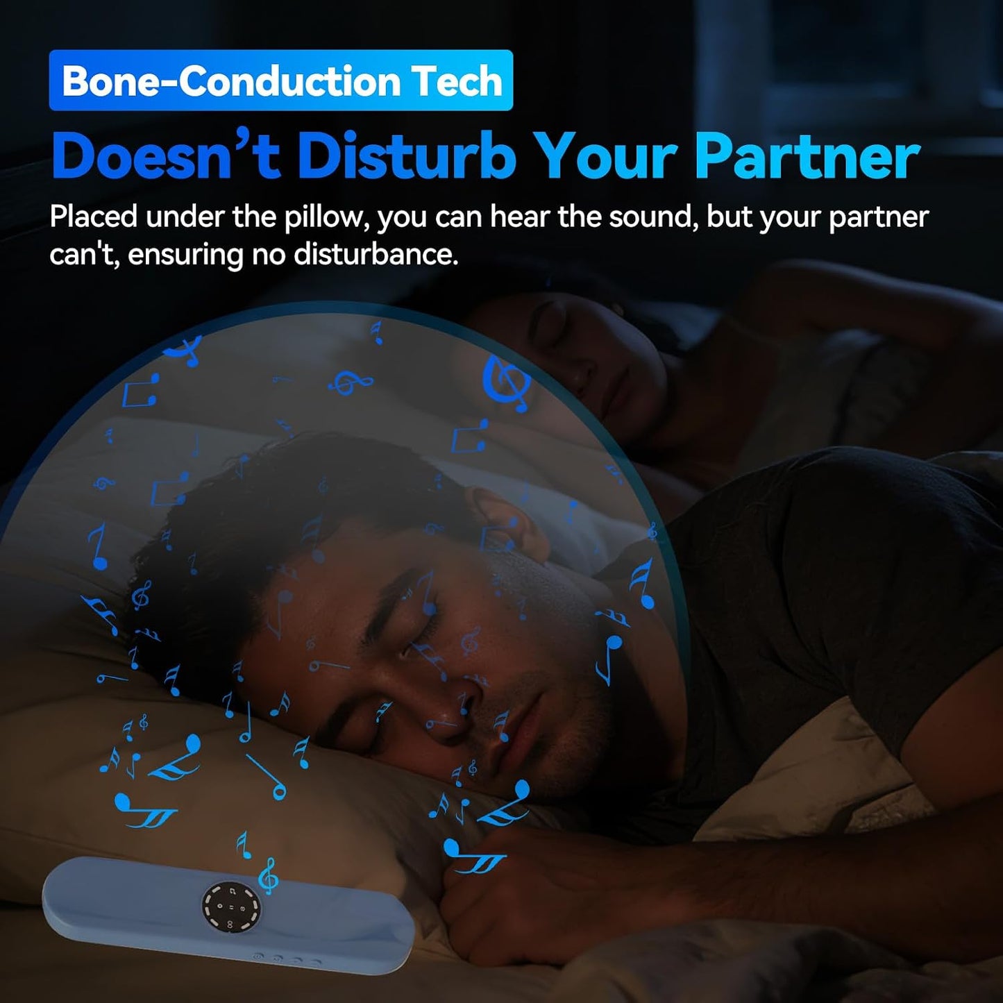 35 300mAh Bluetooth Pillow Speaker for Sleep - Bone Conduction Sleep Speaker Under Pillow with Built-in White Noise