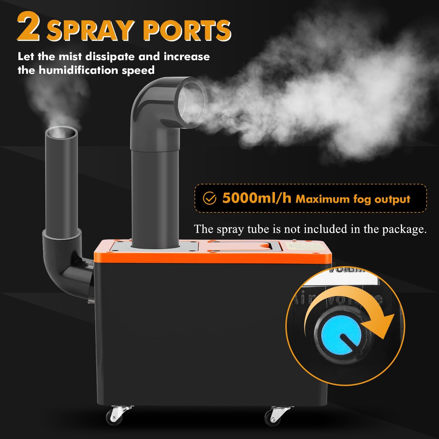 YMJOINMX Industrial Commercial Humidifier 5000ml/h Ultra-High Mist Output, Auto Water Filling, Dual Spray Modes & Wheels for Large Room/Factory/Workshop (110V)