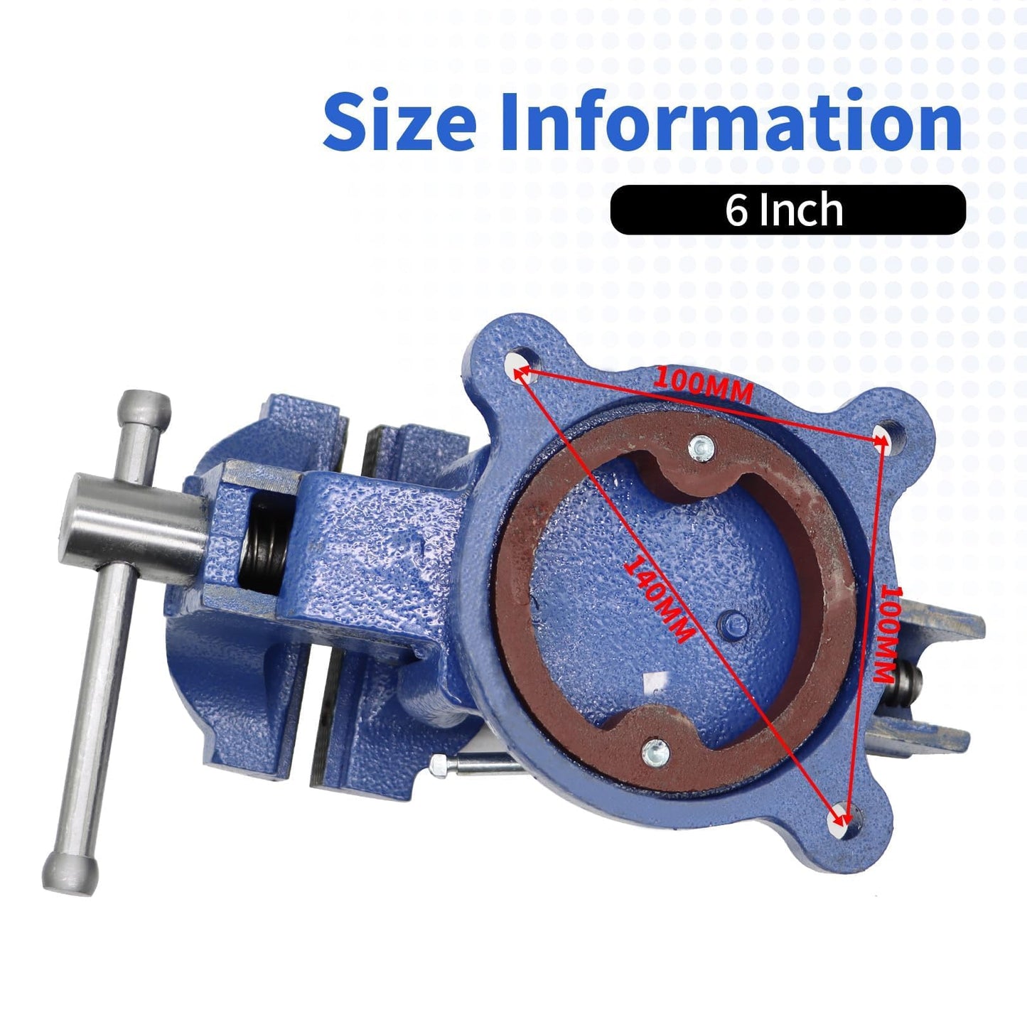 Nakkaa 6" Heavy Duty Bench Vise Cast Iron Vise with 360° Flexible Swivel Locking Base Home Work 6 Inch Swivel Bench Vice with Anvil