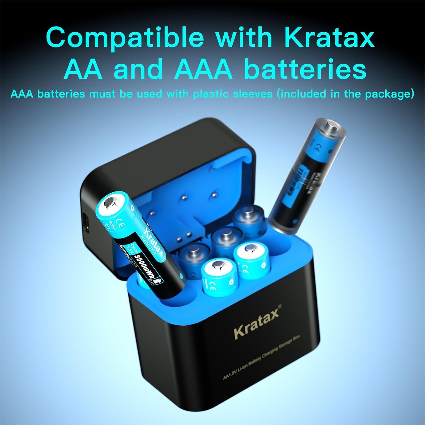 Kratax 3-in-1 8 Battery Charger for AA Rechargeable Lithium Batteries, Independent Fast Charging Slots for AA Battery