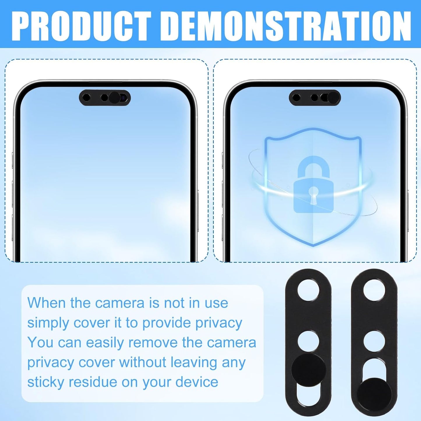 Fukaisu 2pcs 17/17p/17pm/16/15/14p, Front Camera Covers for iPhone Ultra Thin Selfie Phone Webcam Cover Slide Front