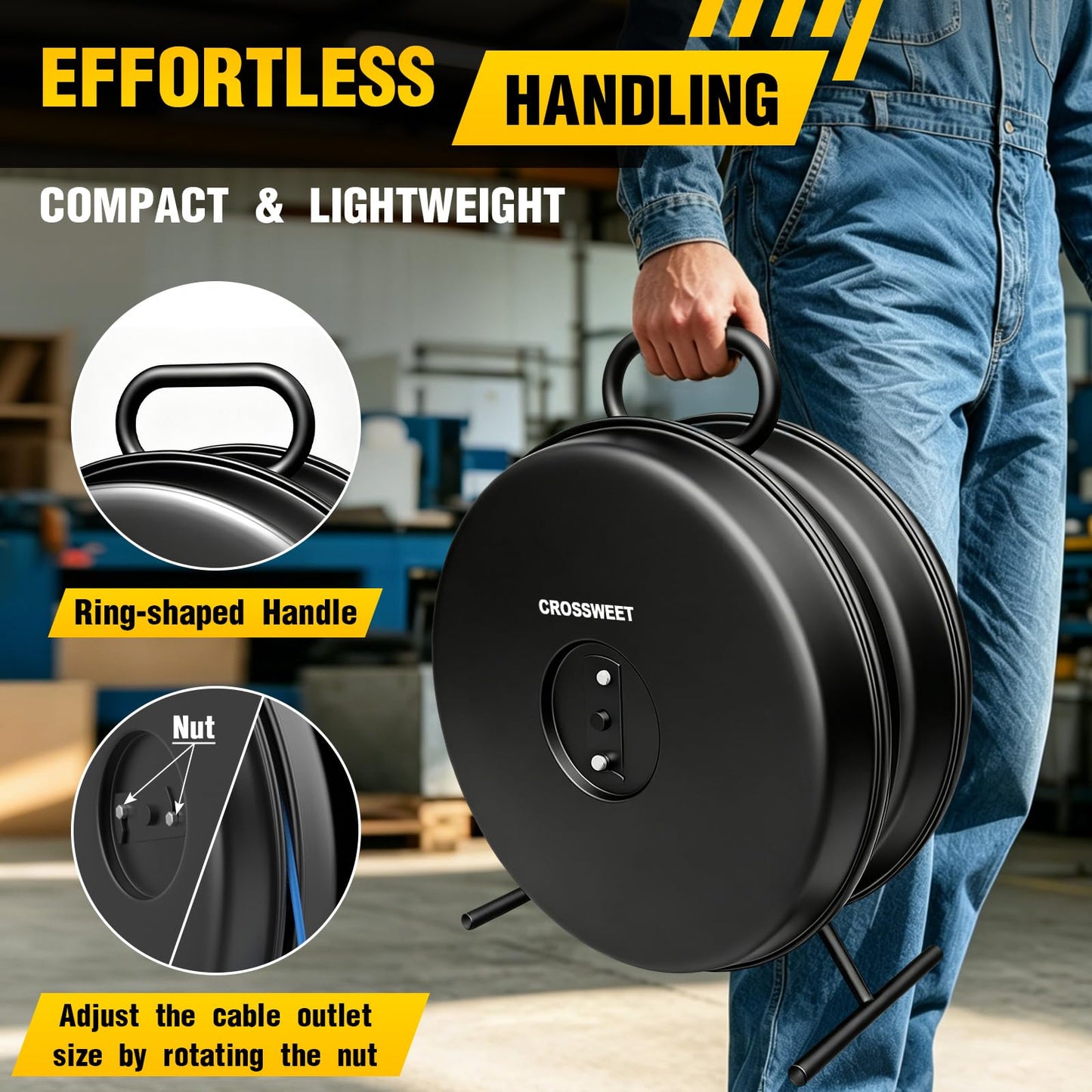 Upgraded 415D Wire Dispenser Wheel, Dual Capacity 2-Reel Wire Dispenser with Easy Grip Handle & Aluminum Reel, Compatible with 250ft 14/2 14/3 14/4 12/2 12/3 10/2 Electrical Wire Rolls