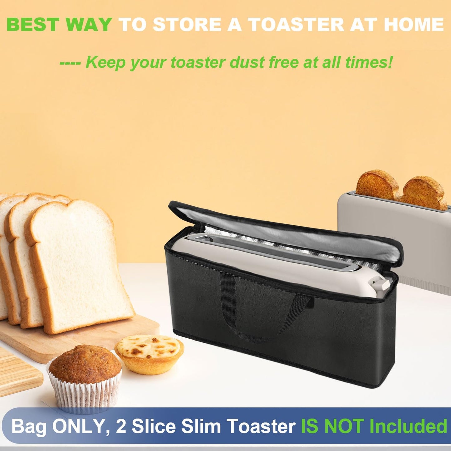 NUENSS-ROR Carrying Bag for Bella 2 Slice Slim Toaster, Portable Outdoor Toaster Travel Carrier Bag Case for Bella, Waterproof & Heat-Resistant 2 Slice Bread Maker Bag with Aluminum Foil Lining