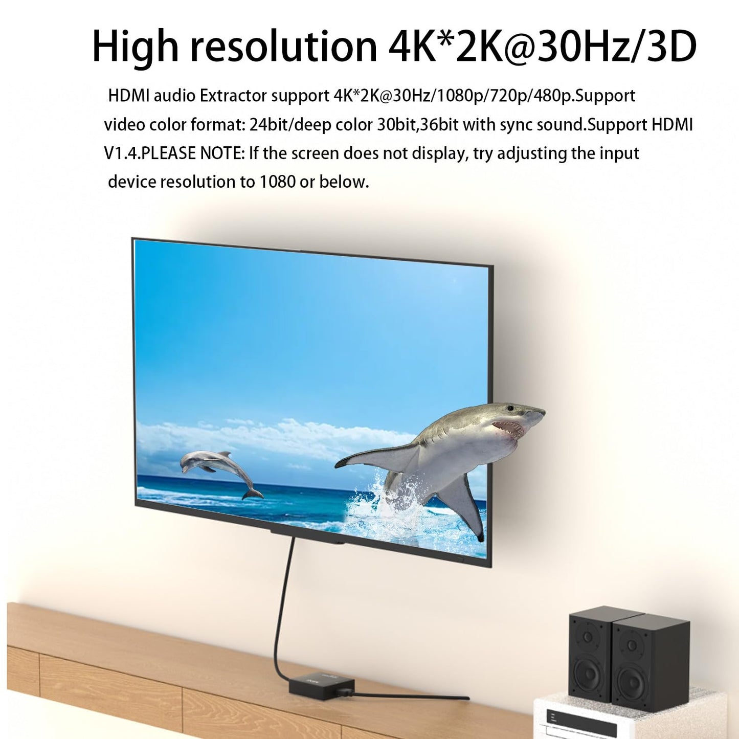 BJardinier 3.5mm 4K*2K@30HZ, 3D, 1080P PS3, PS4, PS5 HDMI Audio Extractor Splitter,HDMI to Audio Adapter, Compatible