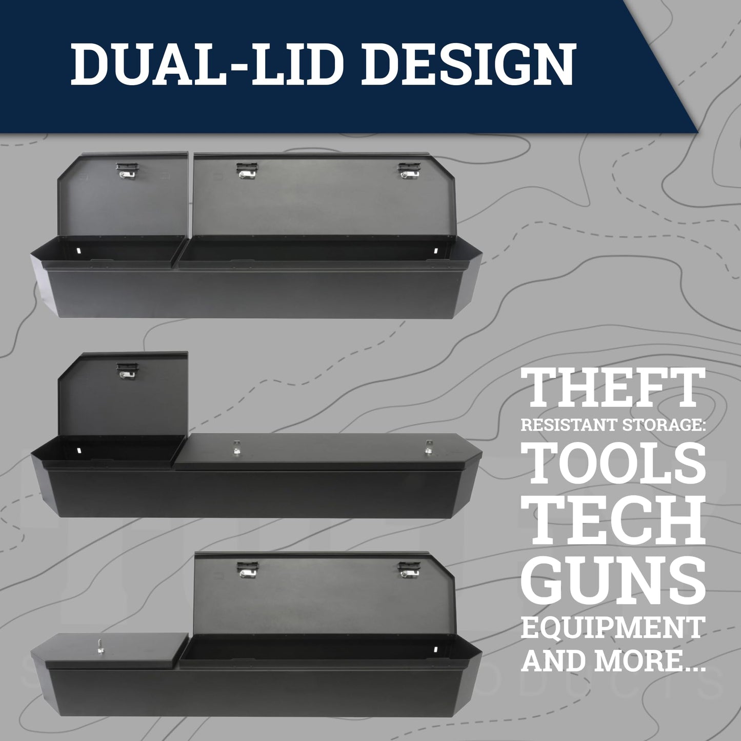 Tuffy Full-Width Under-Seat Lockbox for Ford F-150, F-250, and F-350 SuperCrew (2015–2025), Heavy-Duty Steel Rear Seat Security Safe with Pry-Guard Lock, Weather-Resistant, Quick No-Drill Install