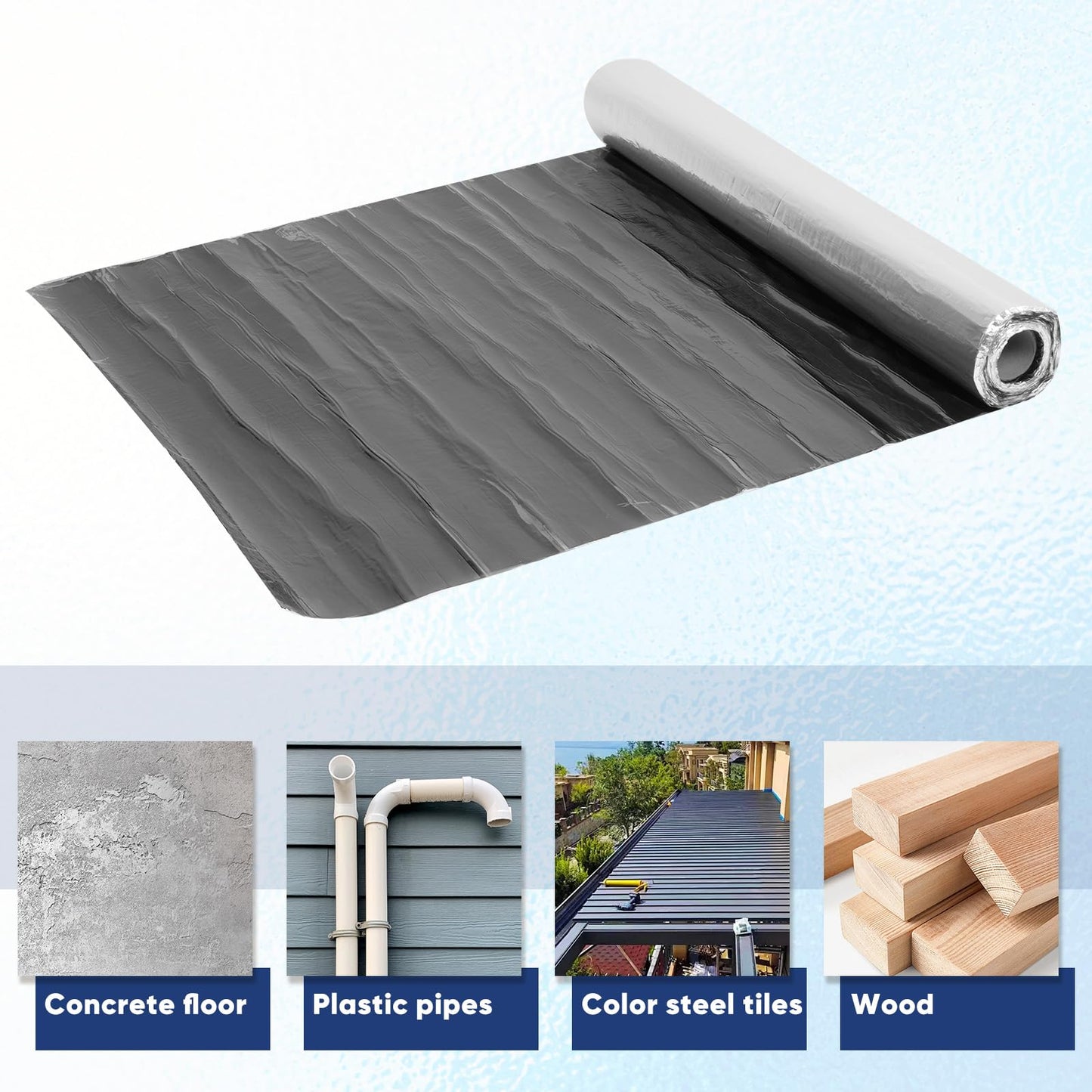 foriy 39.6inx32.8ft Self-Adhesive Roofing Felt, Bitumen Waterproof Repair Tape Roof Underlayment Protector Roll Patch Seal Tape Waterproofing Roof Cladding for Roof Leak,Surface Cracks (3.3x32.8ft)