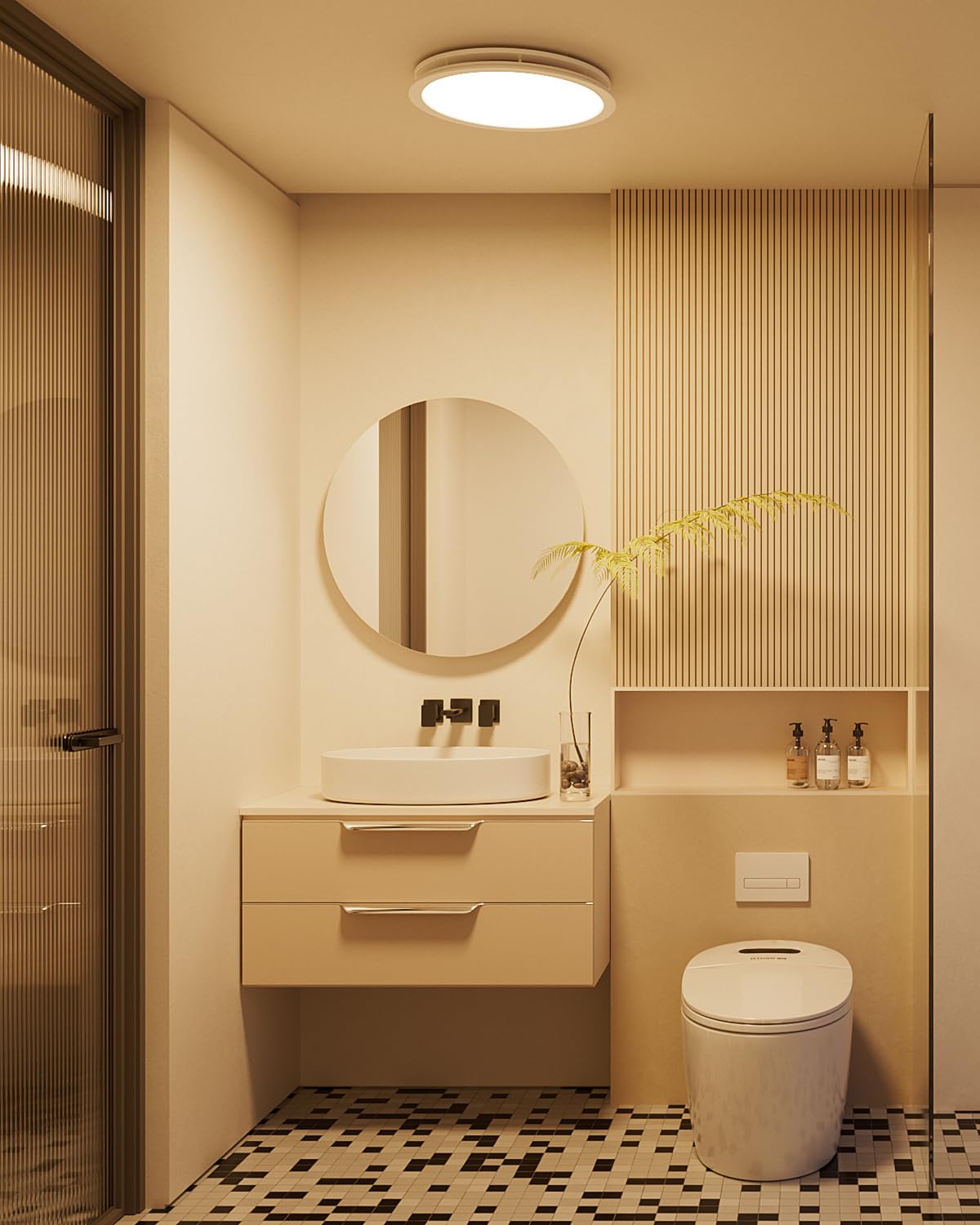 Fitop Bathroom Exhaust Fan with Light,130 CFM 47W 1100LM Ceiling Mount Shower Ventilation Exhaust Fan, 1.5Sones Bathroom Vent Fan with Light, Fan LED Light 3000K/4000K/5000K