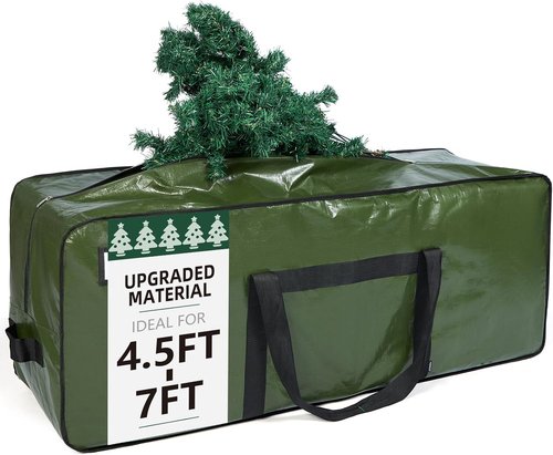 HOMEST Christmas Tree Storage Bag - Fits 4.5-7ft Artificial Trees | Zippered with Reinforced Handles, Green