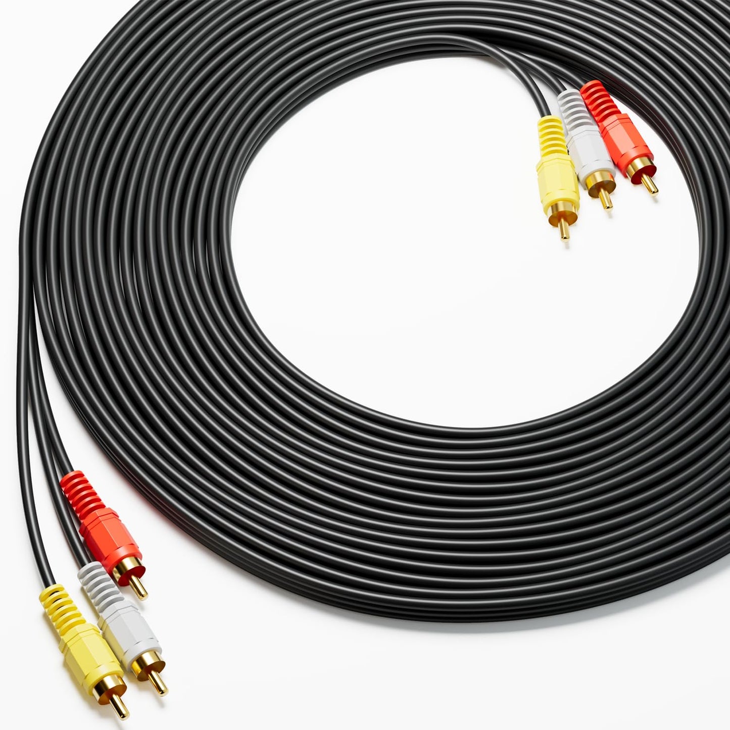 FAWETTY 5FT 3RCA 24K 3 3 Cable Audio Video Gold Plated Connecting Audio Video Components AV Male to Male Cable for Home