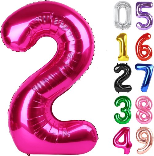 Hot Pink Number 2 Balloon - 40 Inch 2nd Birthday Decoration for Toddlers | Sparkling Party Decor