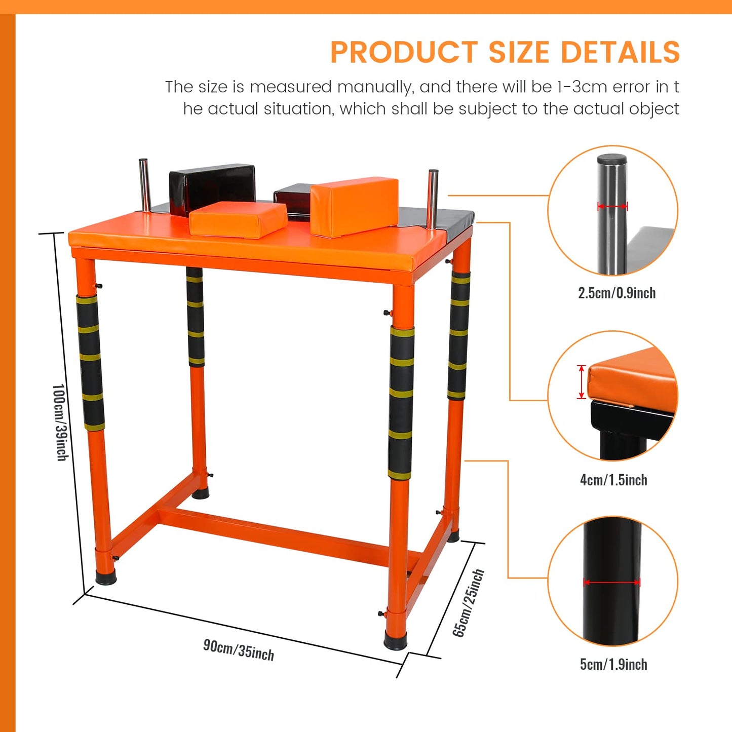 INNOLIFE Professional Arm Wrestling Battle Table - Perfect for Wrist Strength Competitions Adult - Orange Black