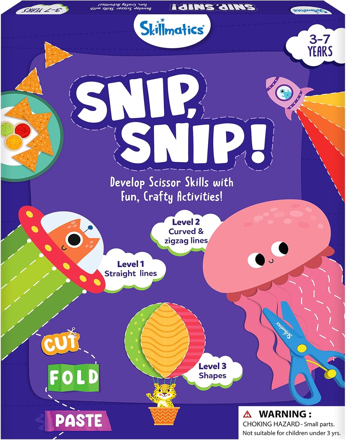 Skillmatics Scissor Skills Activity Book - 25 Fun Cutting Activities for Preschoolers | Includes 2 Child-Safe Scissors