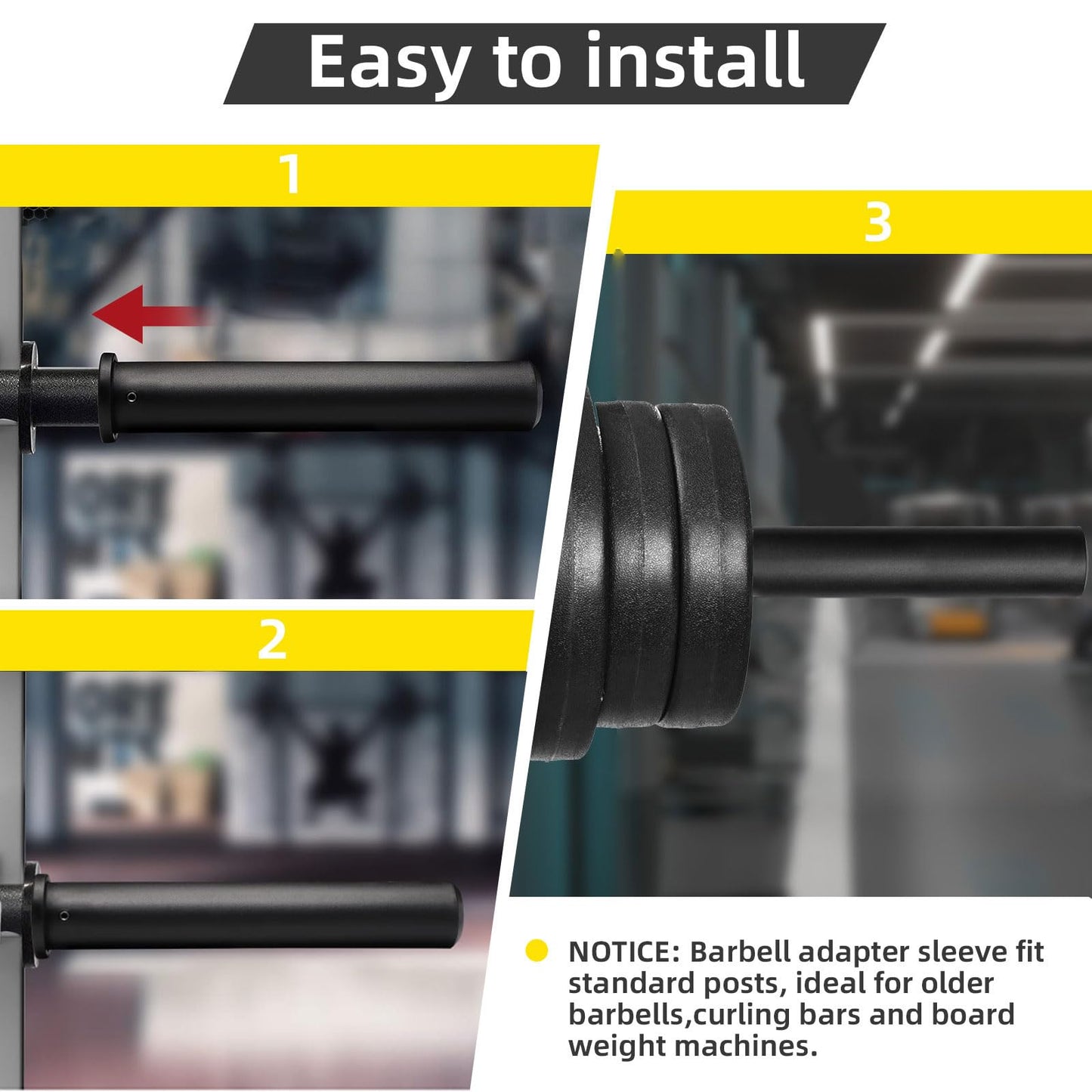 Standard Olympic Barbell Adapter Sleeve: Converts 1 inch Standard Weight Plate Posts to 2" Olympic Weight Plate Posts