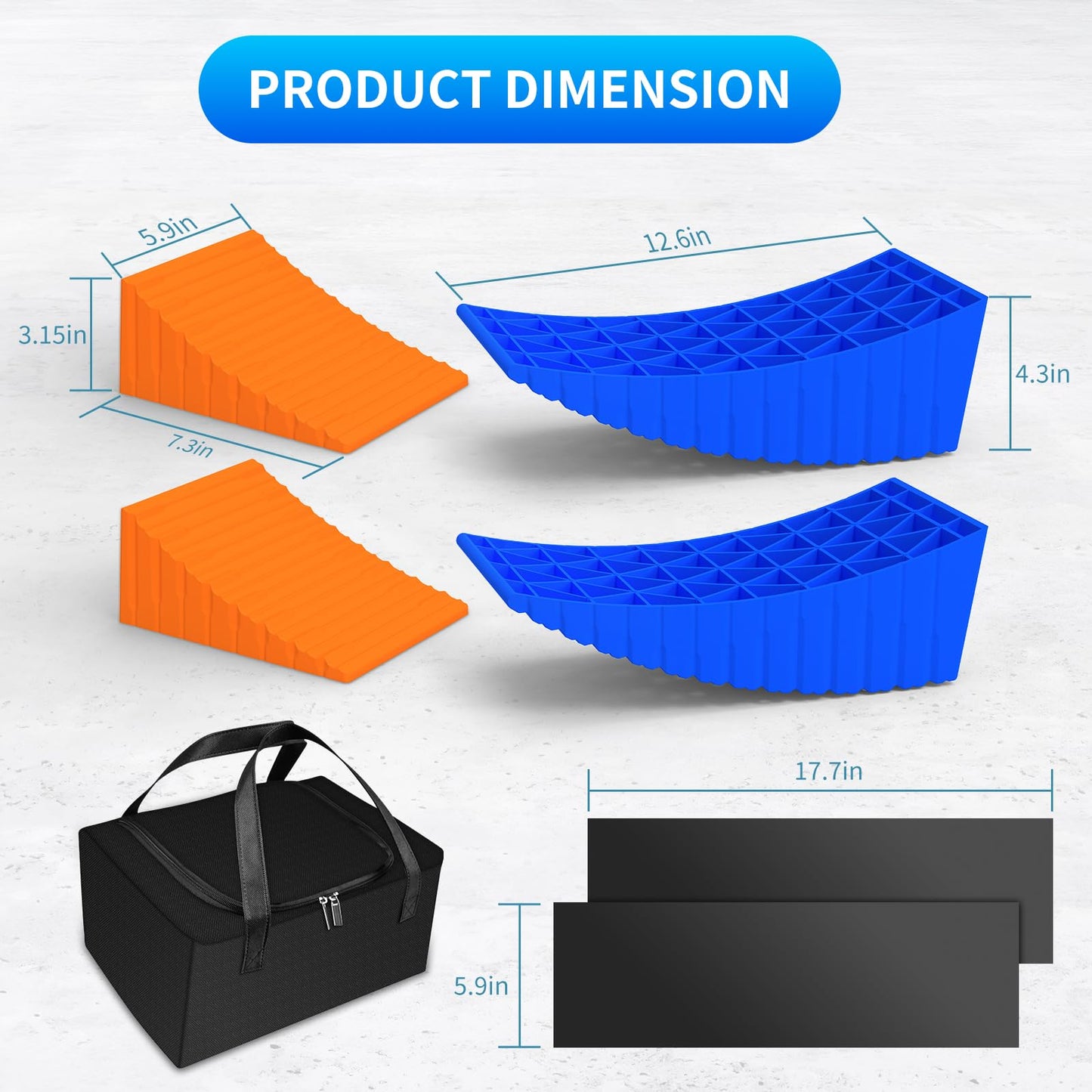 BEBOBLY Camper Leveler, 2 Pack RV Leveling Blocks, Camper Wheel Chocks Up to 35,000 lbs, Heavy Duty Curved Levelers, RV Camper Leveler Kit with Anti-Slip Mats and Carrying Bag