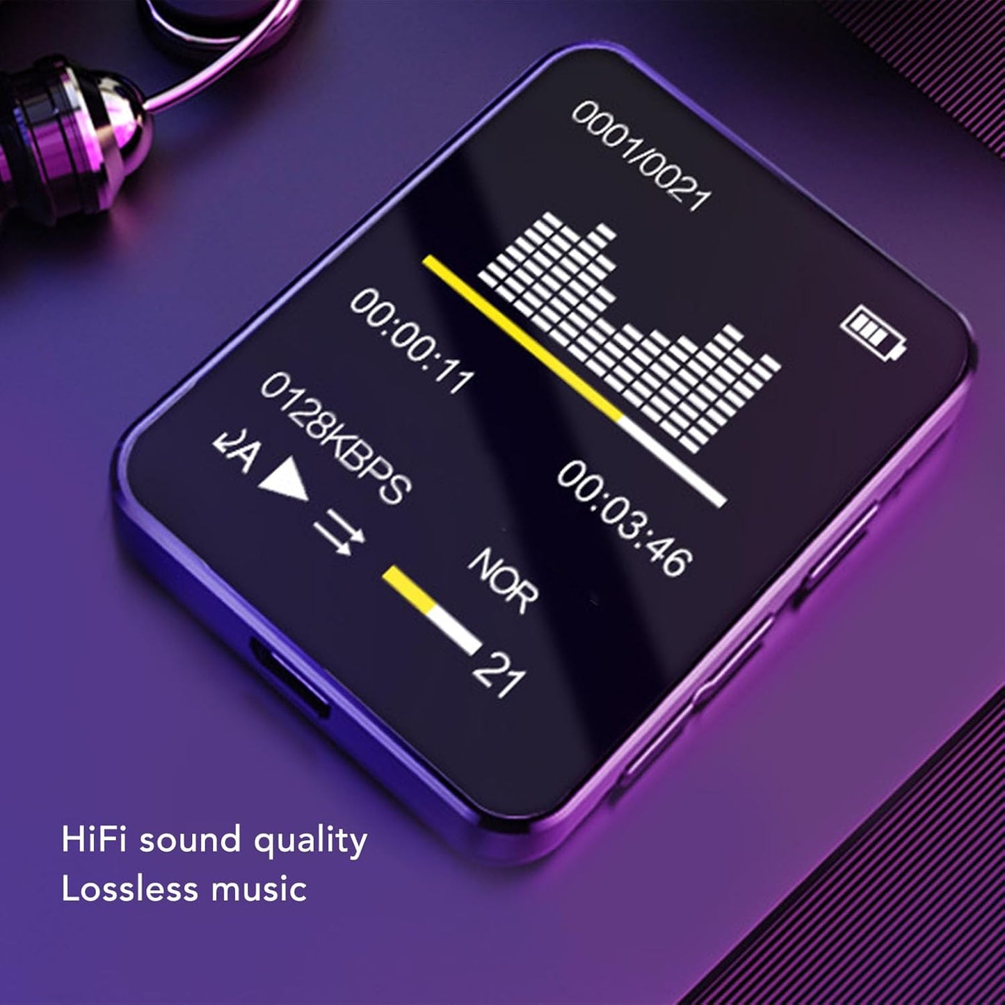 MP3 Bluetooth5.0, 1.8 inch 128GB (32G) Player with Portable Music Player with Back Clip, Built in Speaker, FM Radio