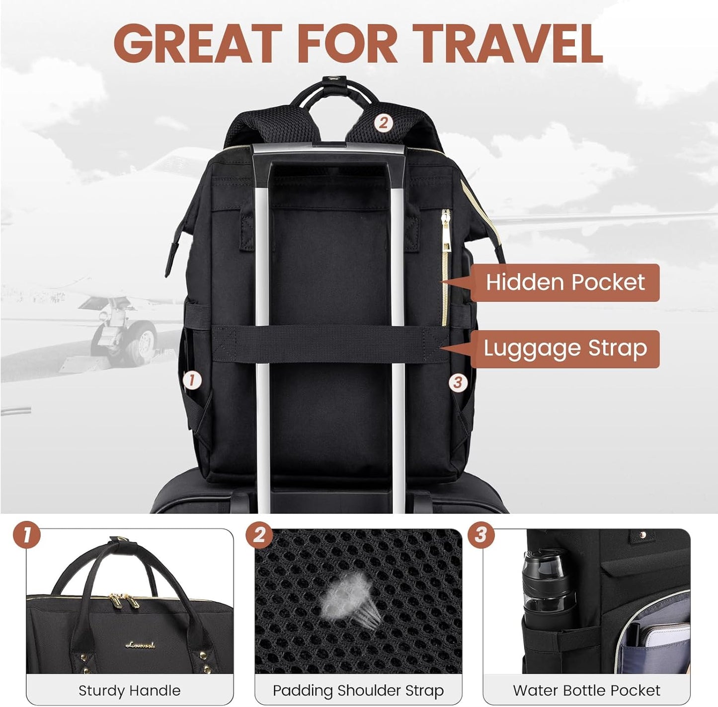 Backpack,15.6 Inch Backpack,Waterproof Pack LOVEVOOK Laptop Professional Womens Purse Computer Bag Nurse Teacher