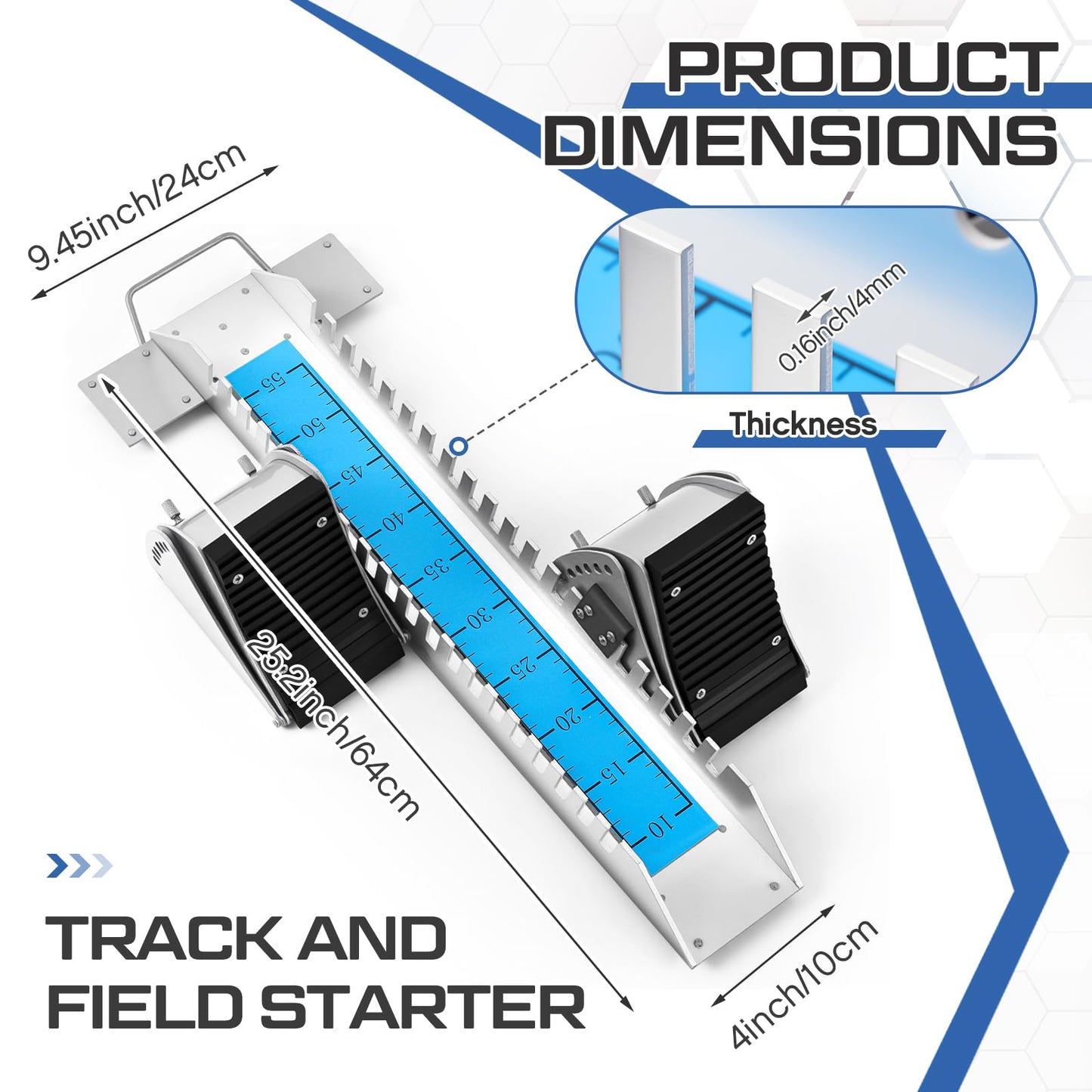 VioraWhite 25.2 Inch Starting Block 6 Angle Adjustable Track and Field Starter Sprinter Pedals Aluminum Alloy Track Blocks for Cinder Plastic Runway Athletes Runners, Blue