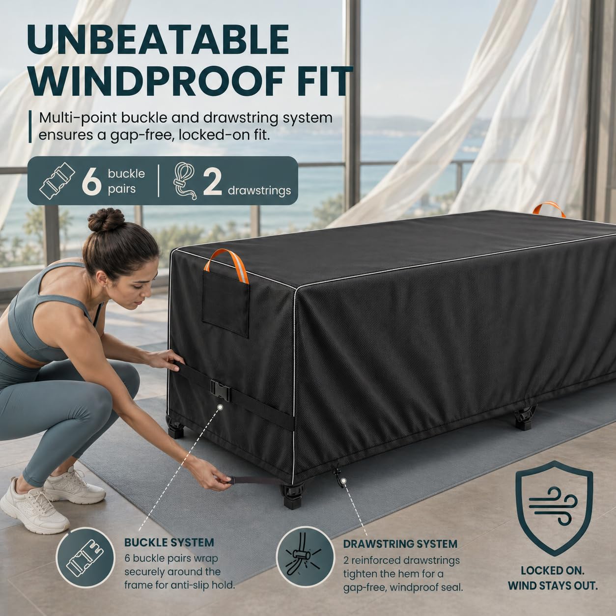 Pilates Reformer Cover, 600D Heavy Duty Waterproof Reformer Protection, Dustproof Pilates Equipment Machine Cover for Home Gym Yoga Studio Indoor Outdoor, Black 101"x31"x23"
