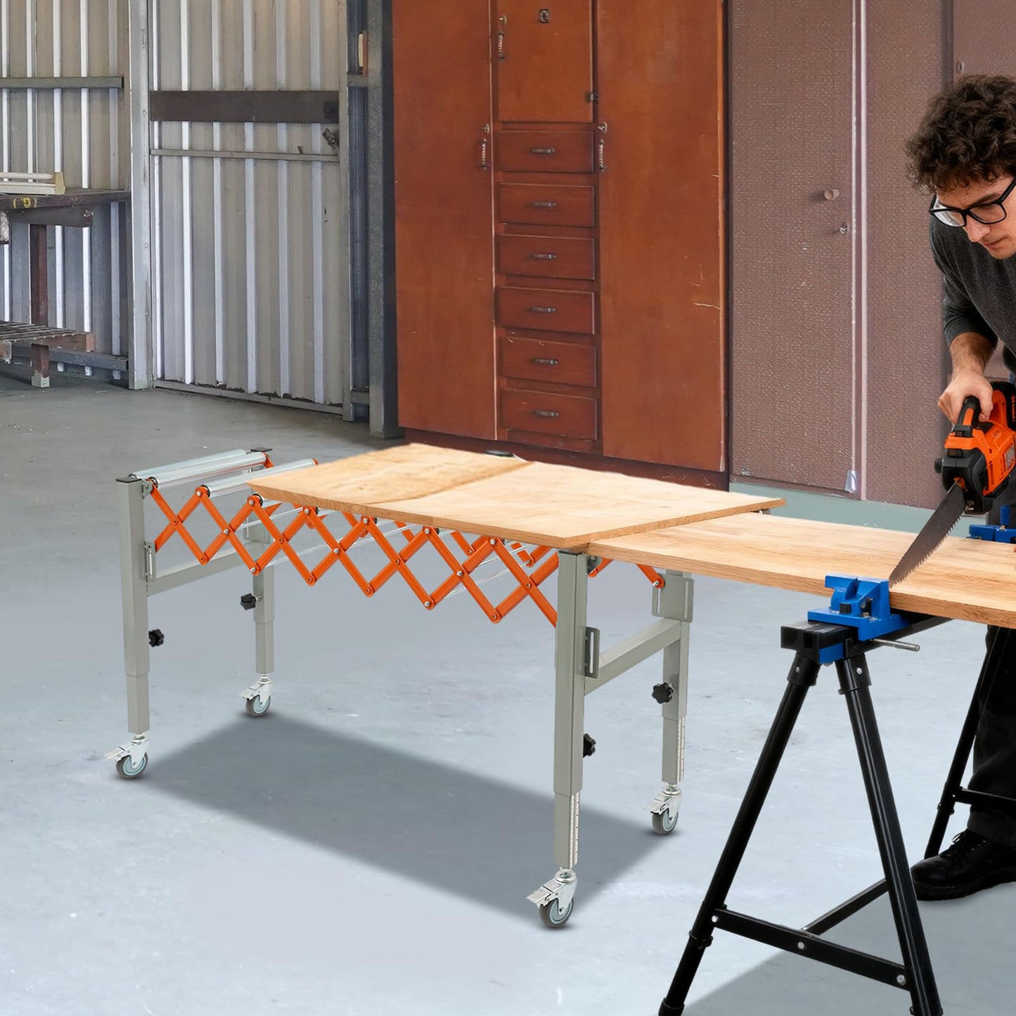 JenyunTech Conveyor Rollers, Adjustable Length & Height Conveyor Table, 110lbs Load Capacity Roller Stand for Automobile Manufacturing, Food Processing, Logistics, Mining