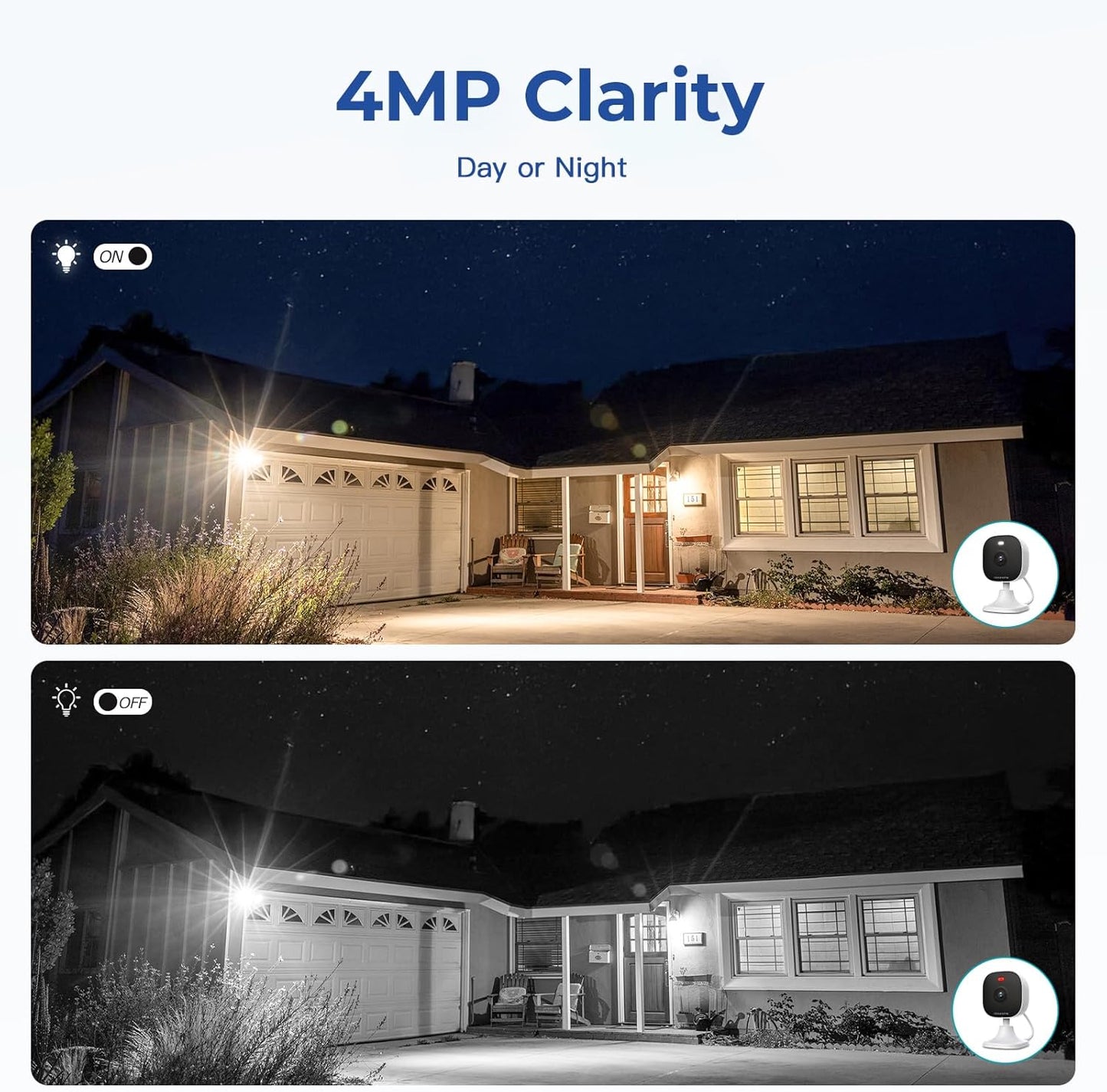 4MP 2.4g/5g 128G Cameras for Home Security with Audio and Video, Indoor Security Camera for Baby Monitor, Outdoor