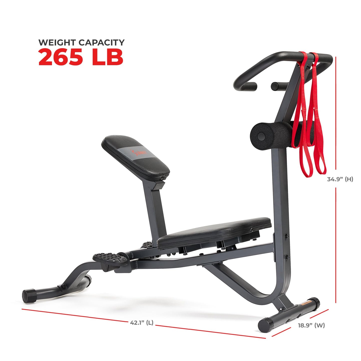 Sunny Health & Fitness Full Body Stretch Machine, Versatile Padded Trainer Back Stretcher, Stretching Equipment with Pivoting Seat, Self-Leveling Pedals, and Multi-Use Handlebar - SF-BH621002