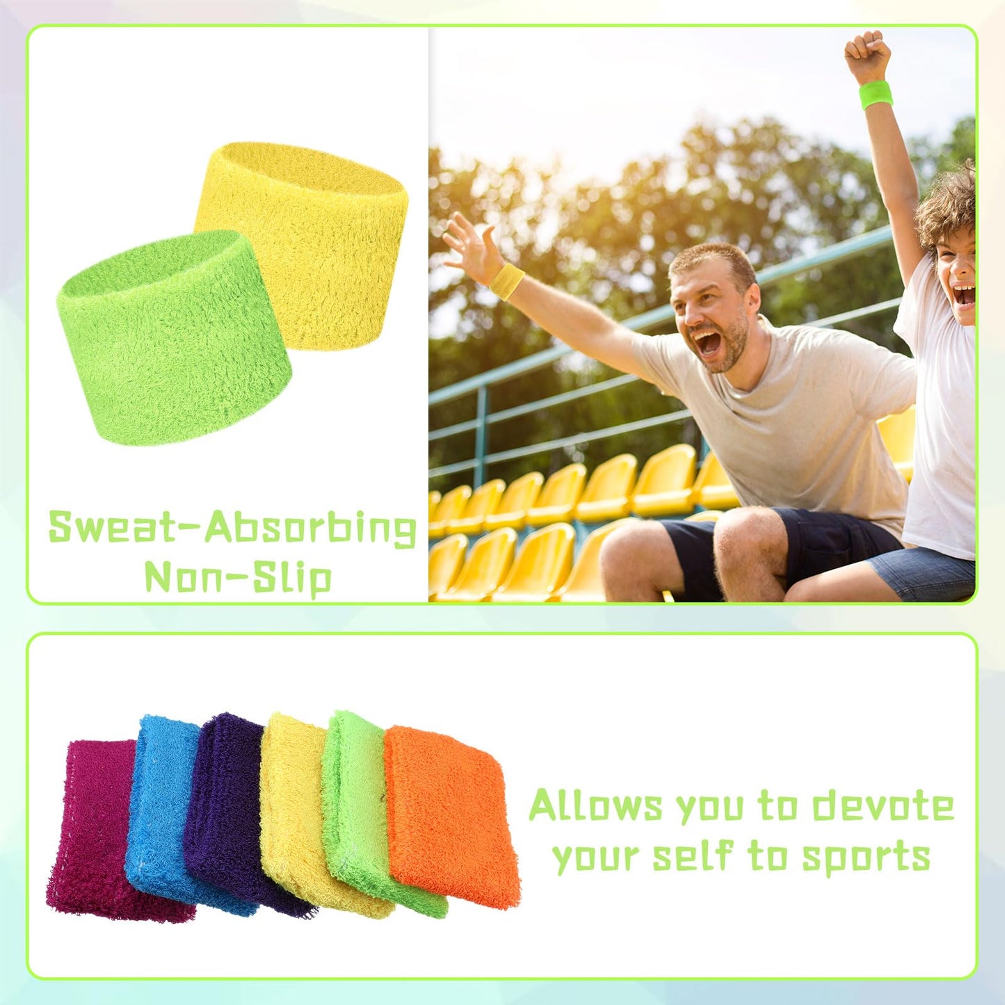 Lounsweer 72 Pcs Sweatbands for Kids Summer Camps, Sports Teams, Gym and Party Favors (Colorful)
