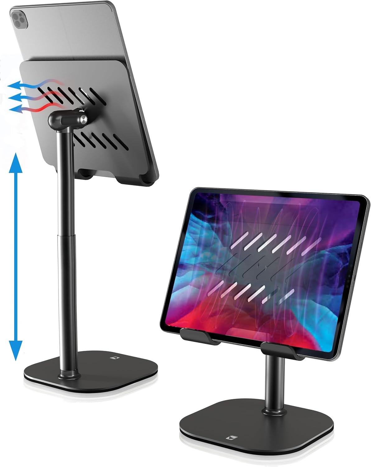 COOPER 7-10" 270 15.6-17" TabHolder, Height Adjustable Tablet Stand, Premium iPad Stand for Desk, Tilt iPad Holder
