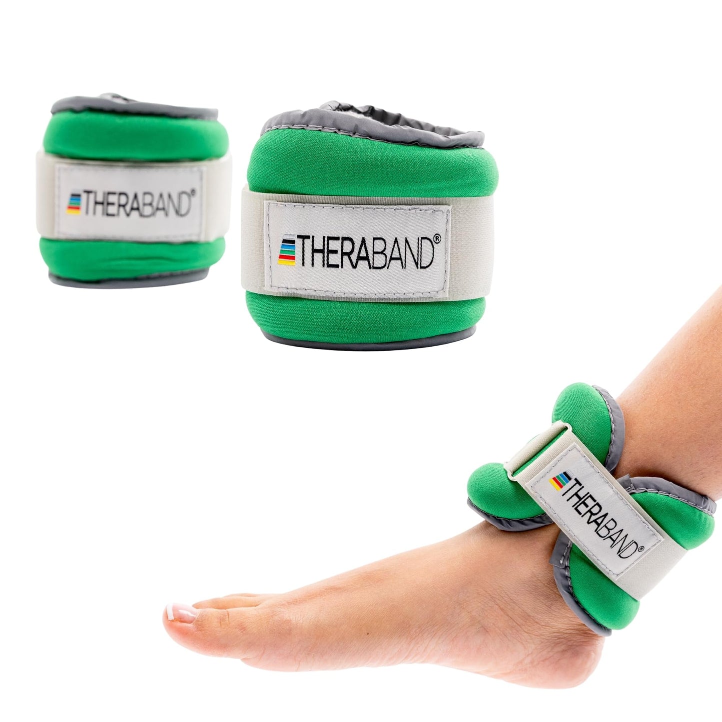 Theraband 25871 Comfort Fit Ankle & Wrist Cuff Wrap Weight Set, 1.5lbs, Green