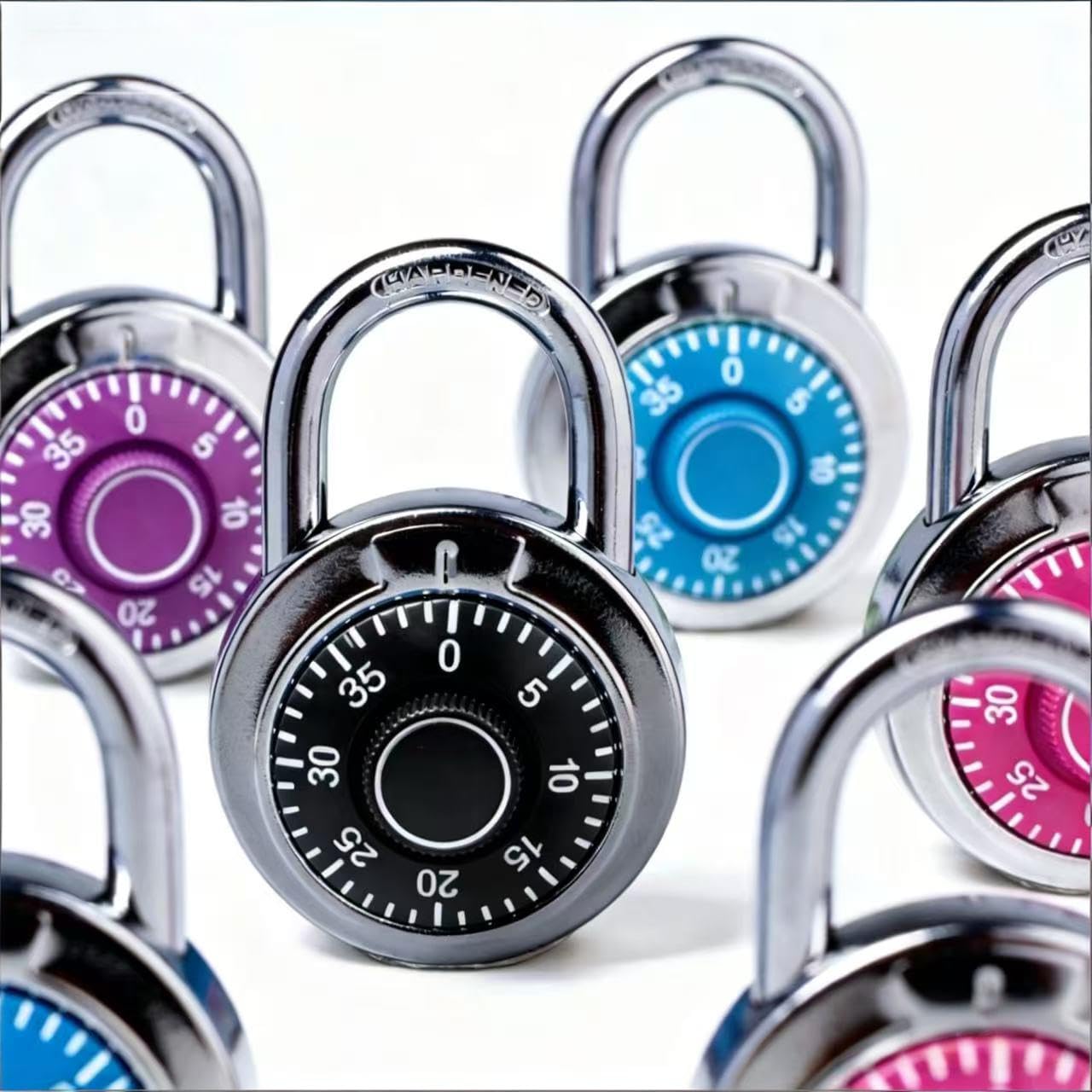 XanHen Combination Padlocks with Metal Body, Indoor Use for Gym Lockers & School Locker, ‌Black, 8-Pack
