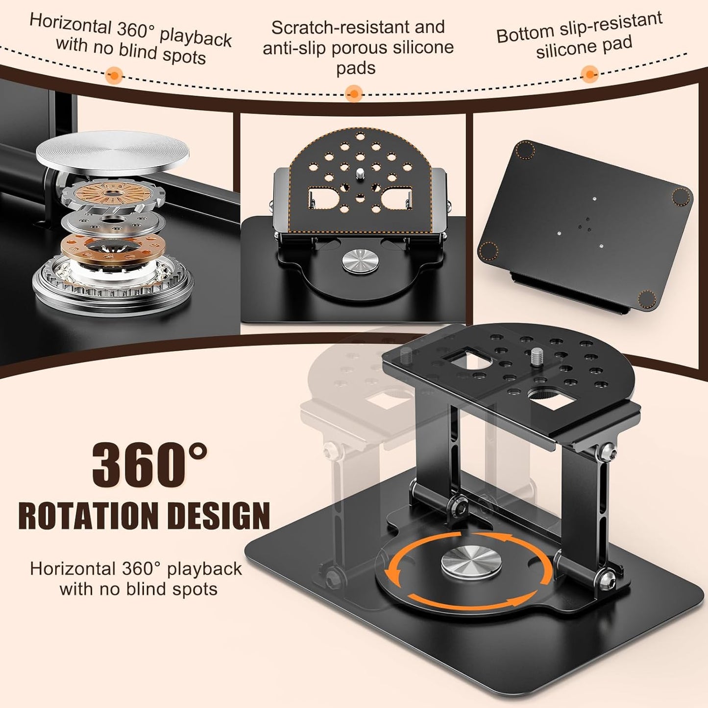 360 1/4" 22 Lbs Foldable Projector Stand, Rotatable Projector Mount Stand with Screw, Load Capacity and Carbon Steel