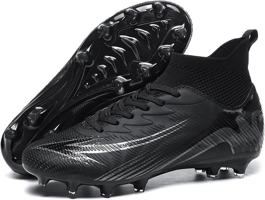 Men's High Top Soccer Shoes FG Long Spikes Adult Football Shoes Lightweight Professional Athletic Training