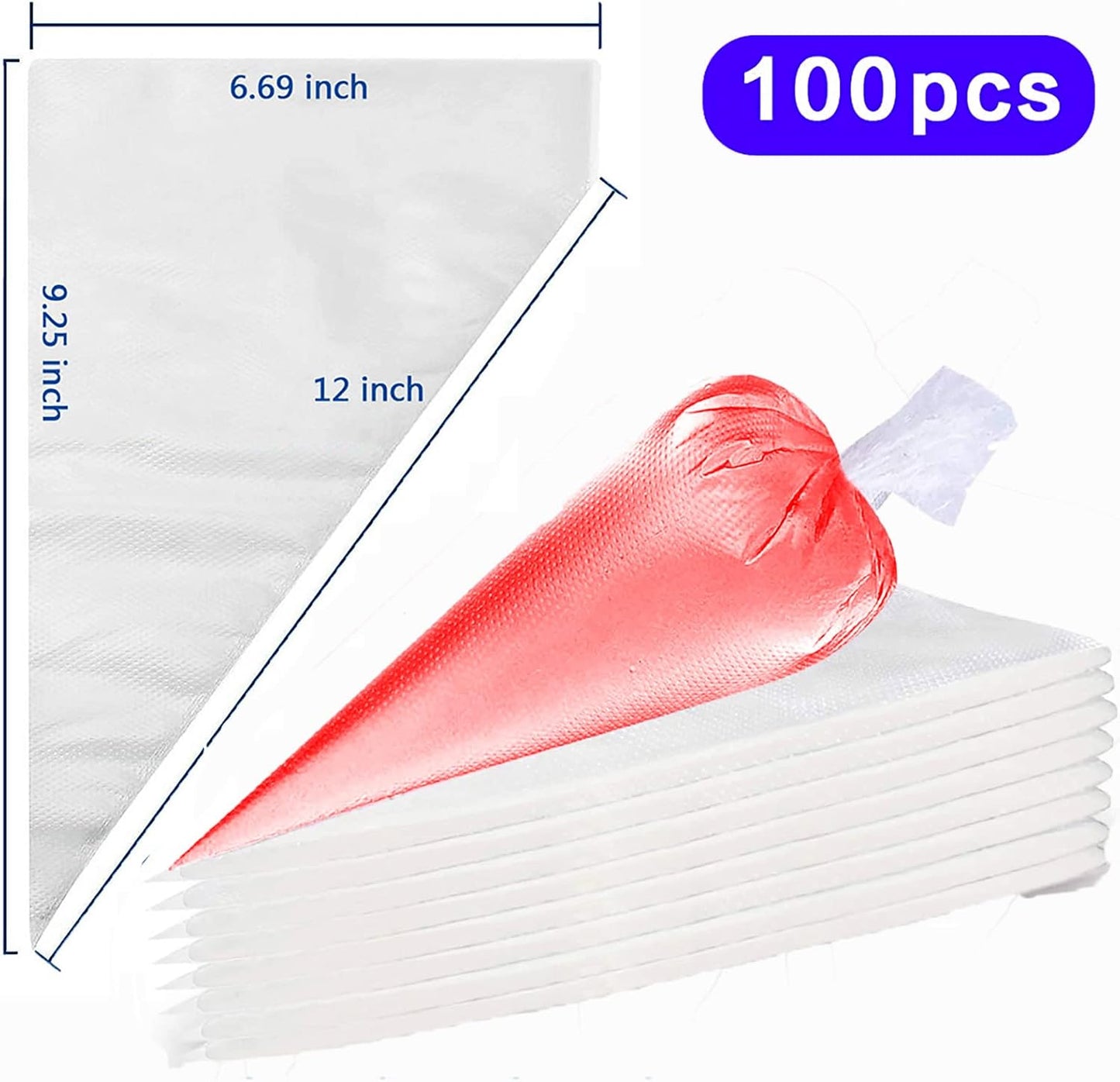 Tipless Piping Bags - 100 Disposable Pastry Bags for Icing & Frosting | Perfect for Cake & Cookie Decorating