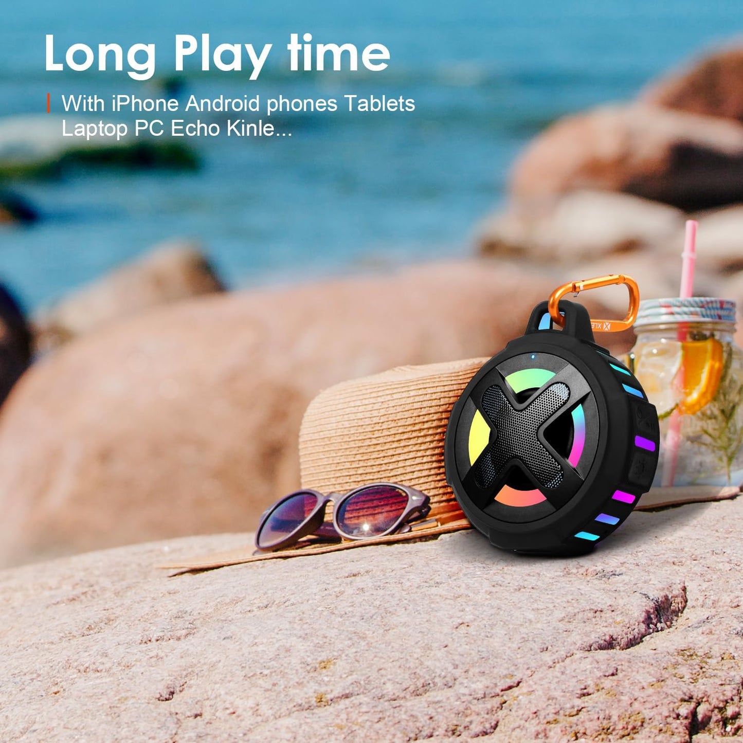 XLEADER V5.4, IPX7 Navigation,10W 24H Upgraded, Pro Bike Speaker, with Handlebar Mount, Bluetooth Waterproof, Silicone