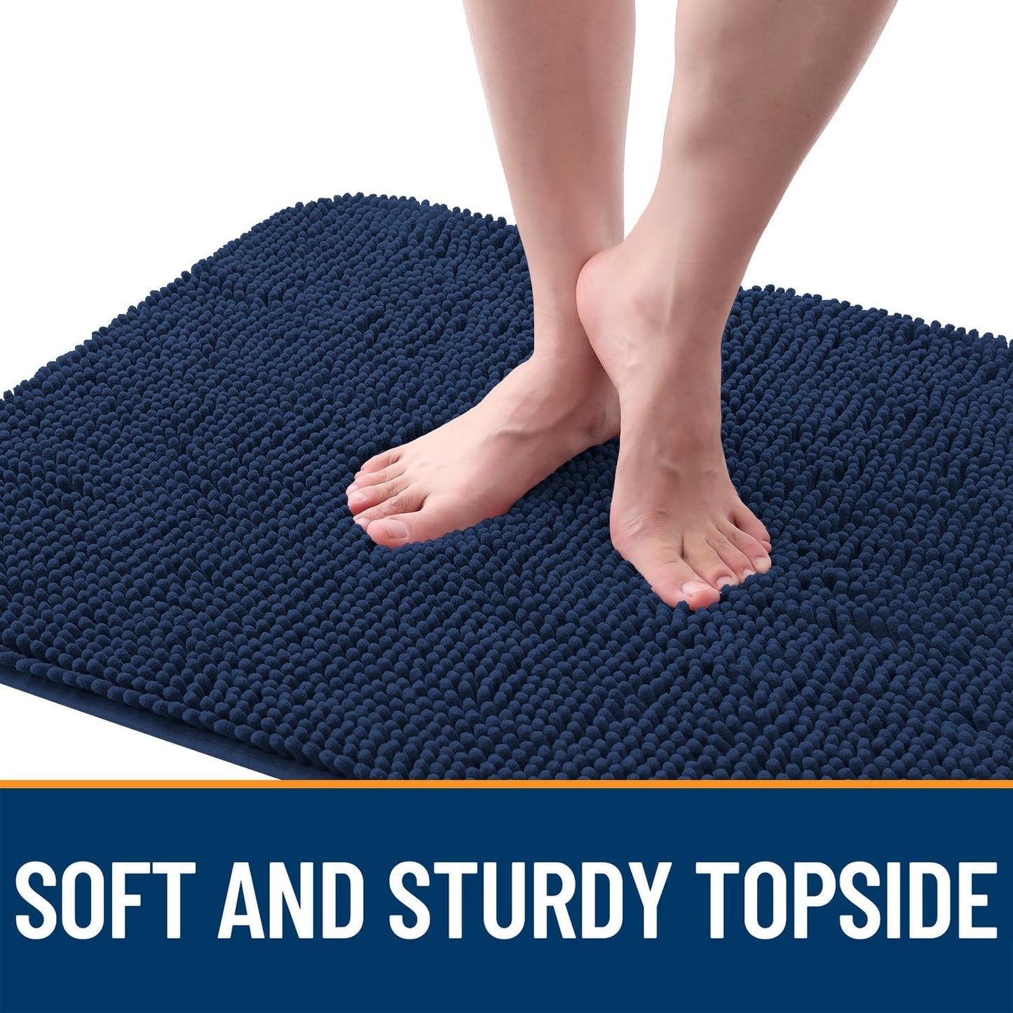 OLANLY Dog Door Mat - Absorbent Non-Slip Chenille Mat for Muddy Paws | 30x20 Dark Blue Quick Dry Doormat