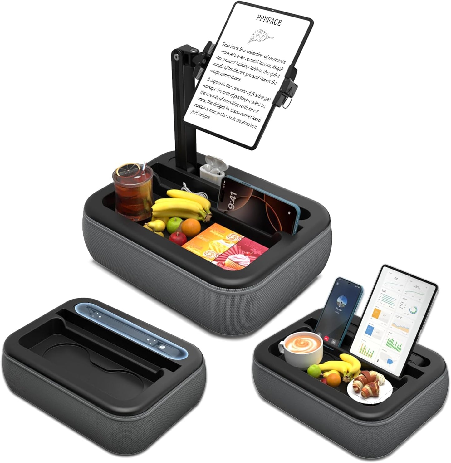 V-Hold 4.7-11 Tablet Pillow Stand, Kindle Pillow Stand with Snack Bowl, Tablet Holder for Lap in Bed for iPad & Cell