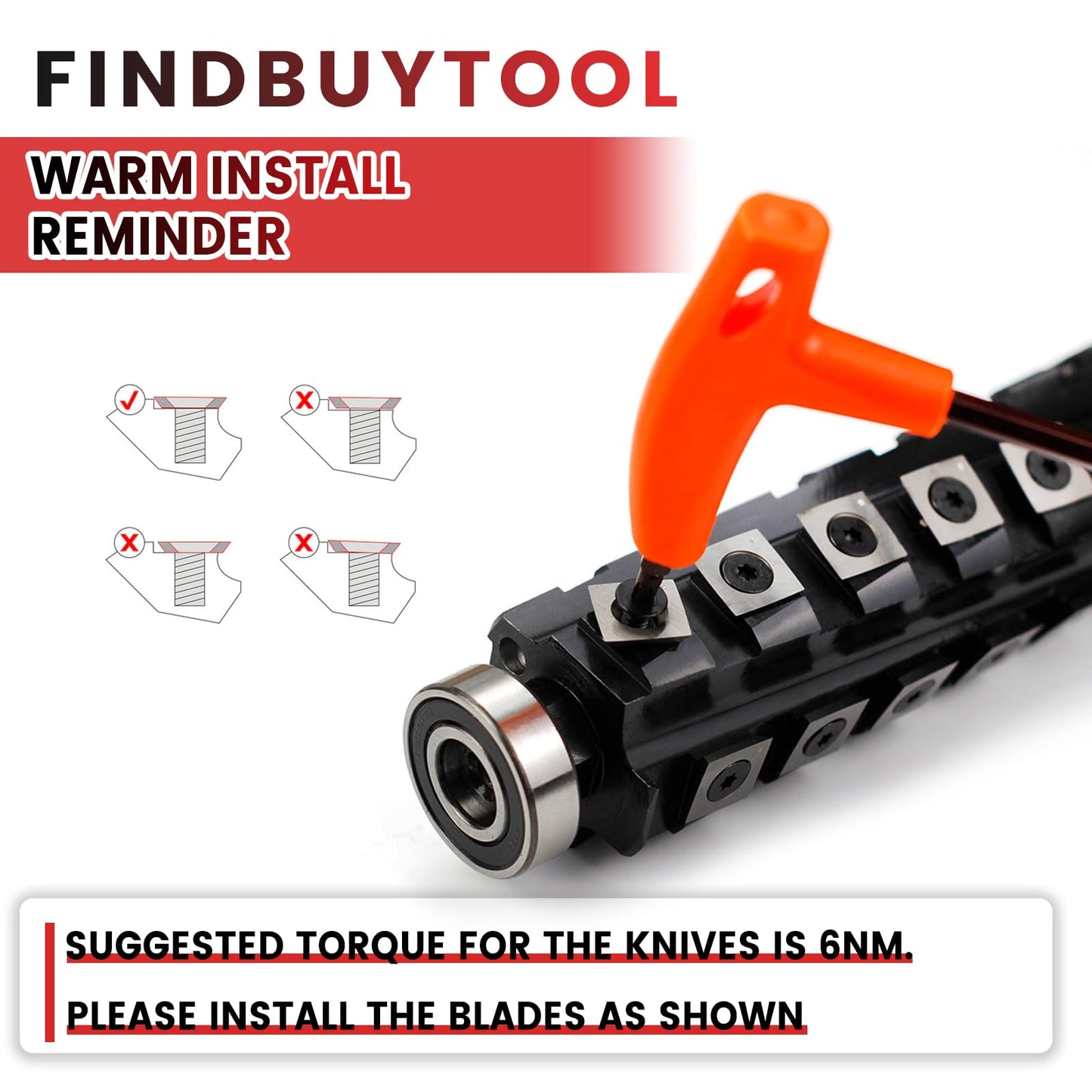 FINDBUYTOOL Helical Cutterhead for Makita 2012NB 12inch Planer with 52 Carbide Inserts, Low Noise, Superior Finish, Easy Replacement and Durable