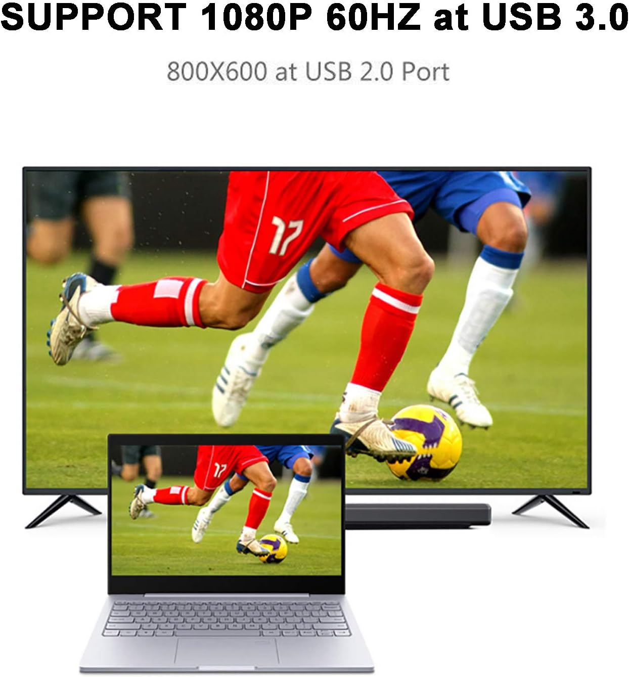 ELECABLE 3.0 10FT, 1080P USB to VGA Adapter Cable, Compatible with Mac OS, Windows, Monitor, Projector, TV, Display