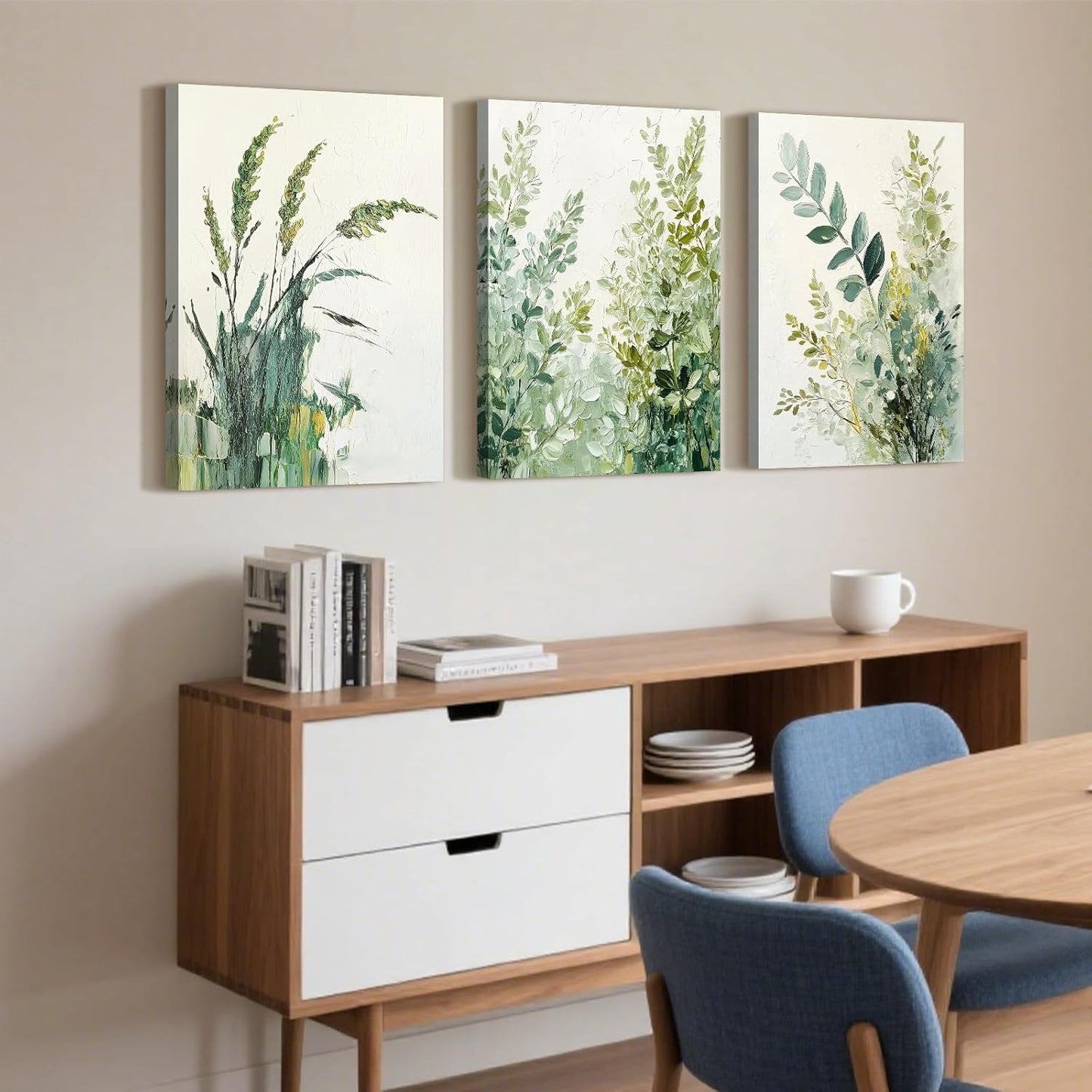 Skiennix Boho Floral Canvas Wall Art Prints - Modern Botanical Decor for Home & Office | 12"x16" Wrapped Frame