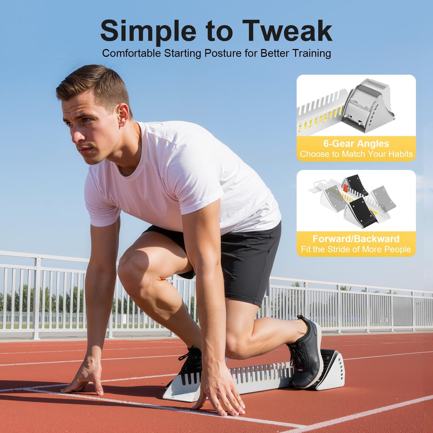 DouSeiAi Multi-Function Starting Block 6 Angle Adjustable Sprinter Pedals, Track and Field Aluminum Starting Blocks for Plastic Runway Cinder Track, School Sports Training