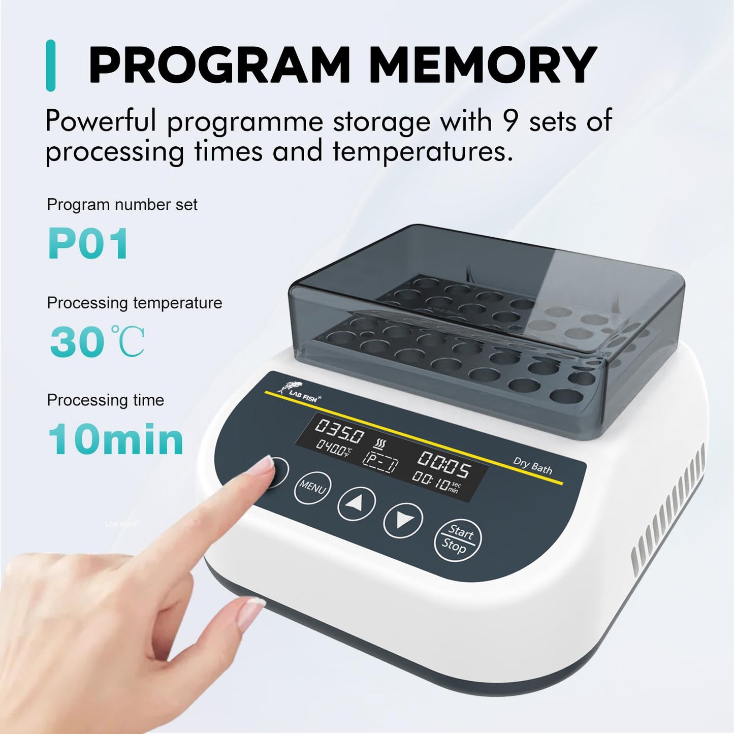 LAB FISH Heating Digital Dry Bath Incubator Laboratory Thermostatic Heater,Programmable Timer | Dry Block Incubator with 1.5ml*35 Centrifuge Tubes Block