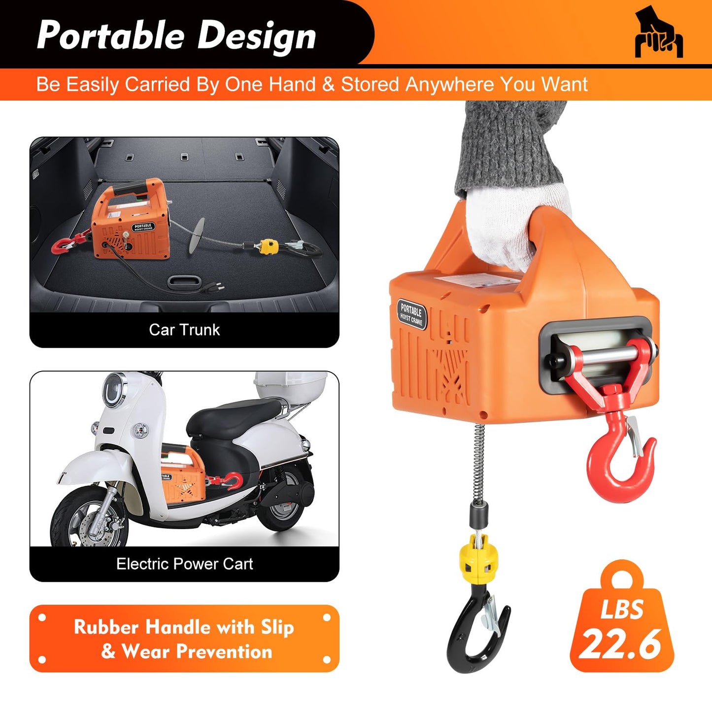 1100 lbs Electric Hoist Winch with Manual/Wired/Wireless Remote Control, 1500W Portable Pure Copp Electric Winch Crane 25 ft Lifting Height 16 ft/min Overload Protection for Towing Lifting