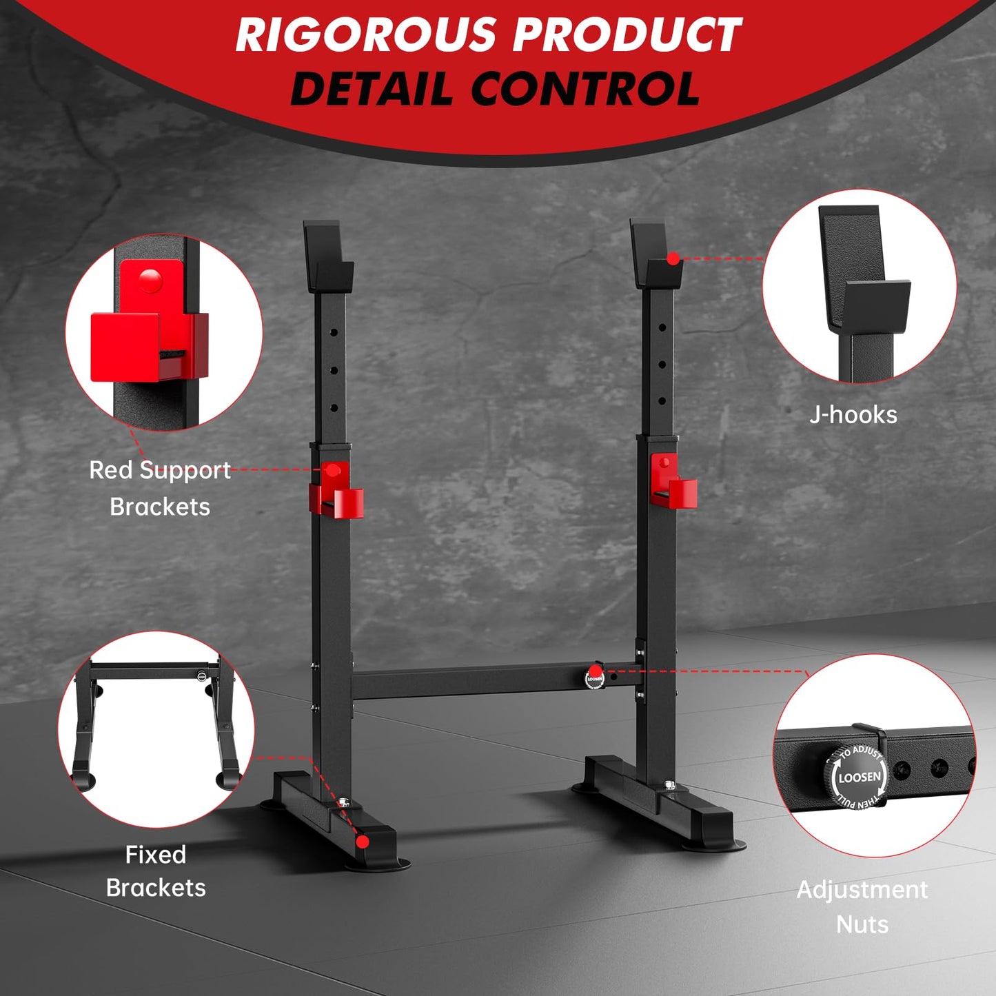 Streamnova Adjustable Squat Rack, 550LBS Multi-Function Barbell Rack for Weight Lifting and Home Gym Fitness Workout Portable Squat Bench Press - Great for Beginners