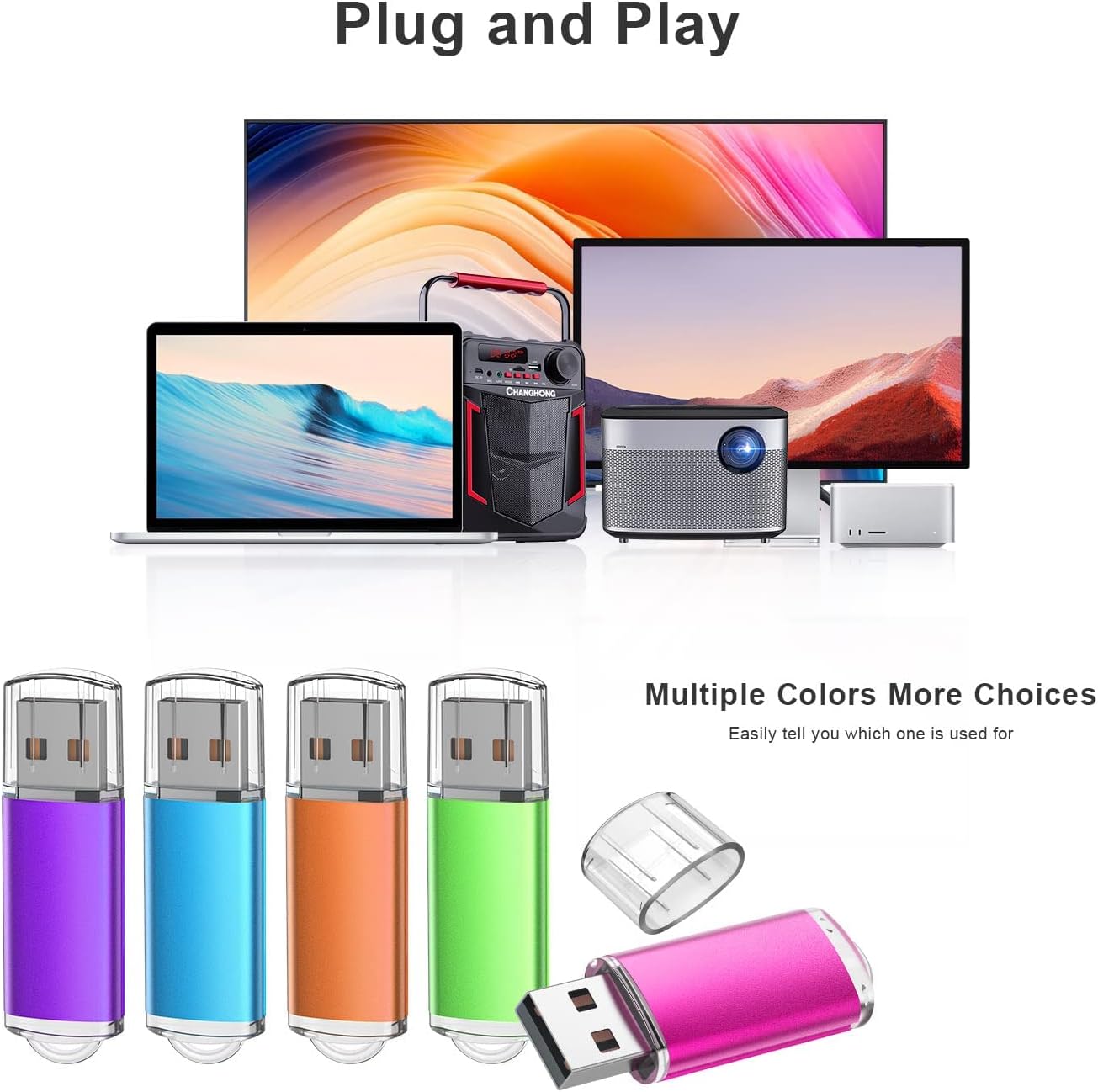 K&ZZ 4GB 5 Pack 2.0 4G USB Flash Drive USB Memory Sticks Flash Drives Easy-Storage Thumb Drive Gig Stick Zip Drive Pen