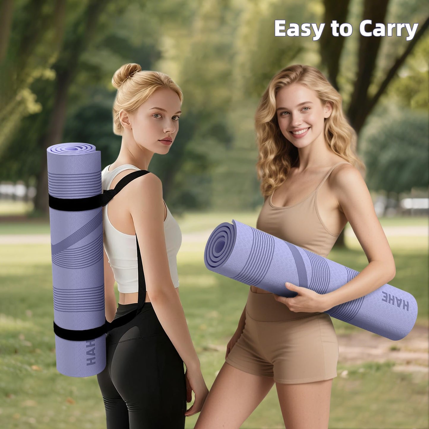 Yoga Mat High Density Exercise Mat, 76"x32"x0.27"Thick Wide & Large Yoga Mat for Women Men, Professional POE Workout Mat for Yoga, Pilates, Fitness & Stretching (Lavender Purple)