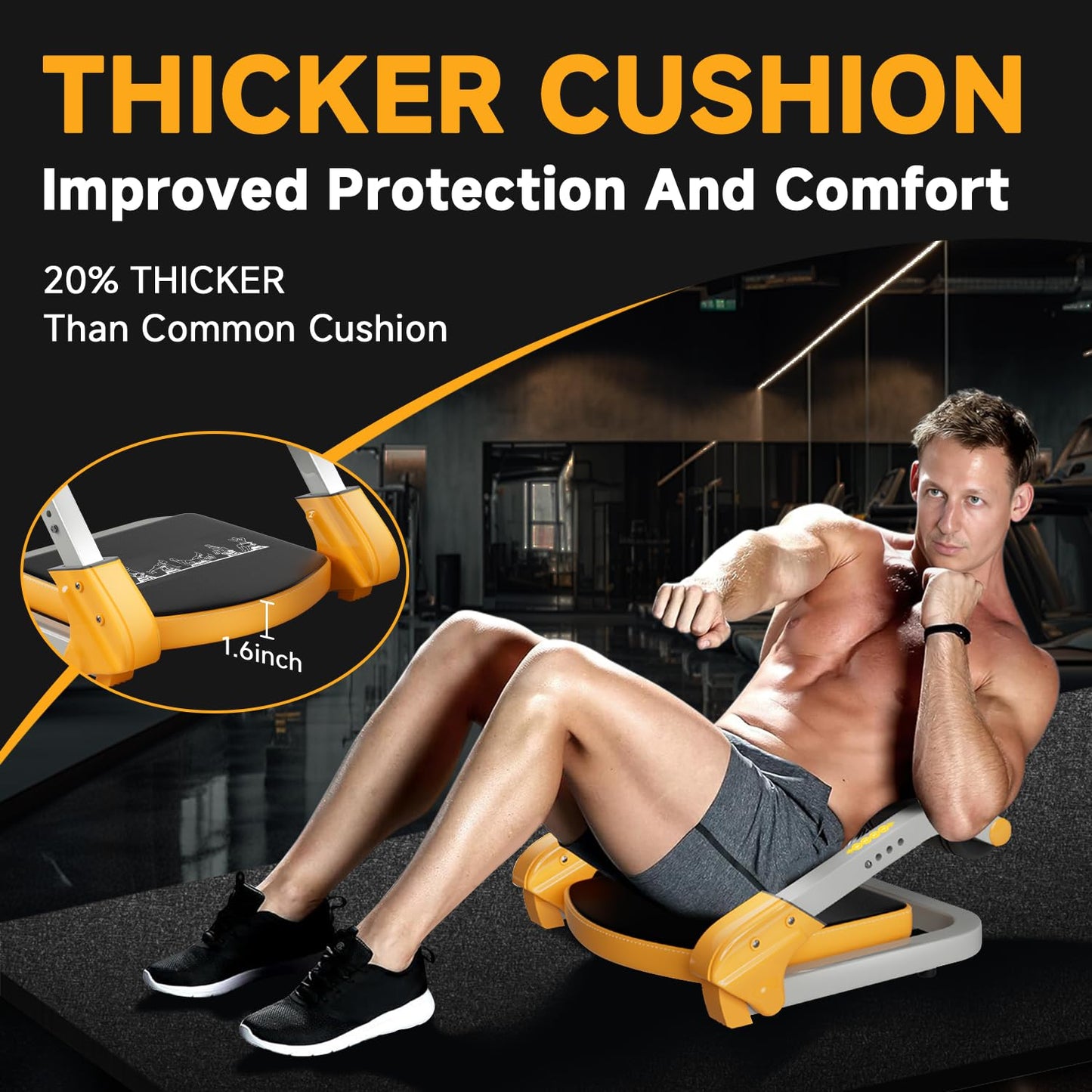 Ab Trainer/Crunch Machine, Ab Workout Equipment, 4 Adjustable Resistance, Sit Up Machine for Stomach Workout, 350 LBS Weight Capacity, Automatic Rebound,Fitness Equipment for Home