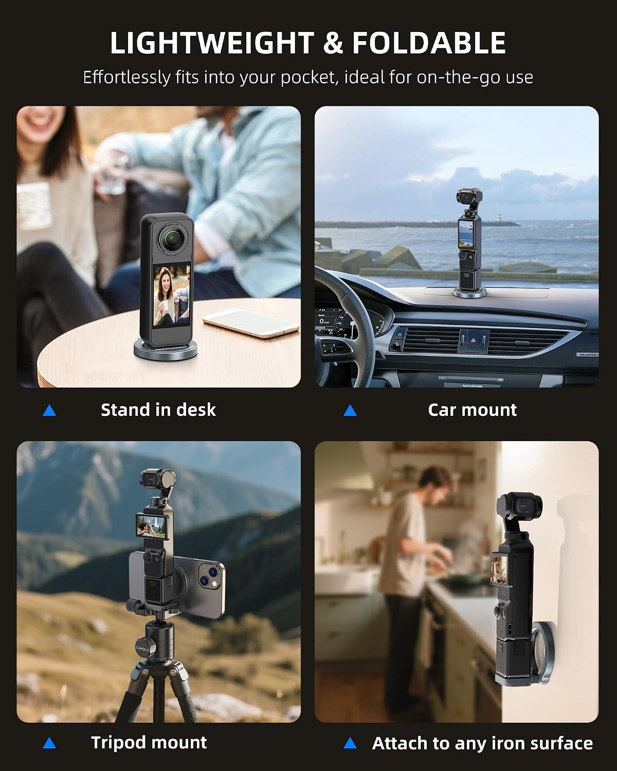 CAMOLO GEEK 3, MG-OP3 Pocket3 1/4-20, Magnetic Mount Stand Compatible with DJI Osmo Pocket Adapter Magnet Expansion
