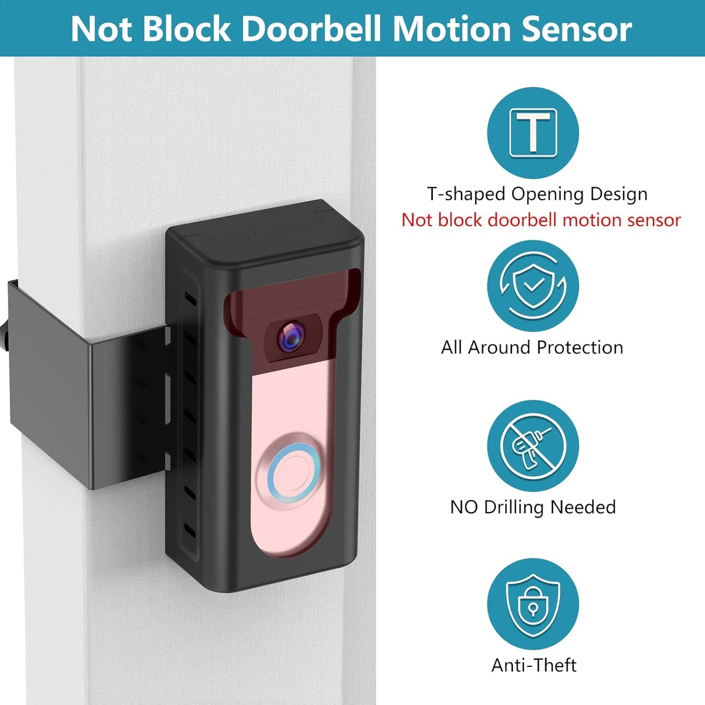 KIMILAR 2024 Upgrade Anti-Theft Video Doorbell Mount, Not Block Doorbell Motion Sensor, Adjustable No-Drill Mounting